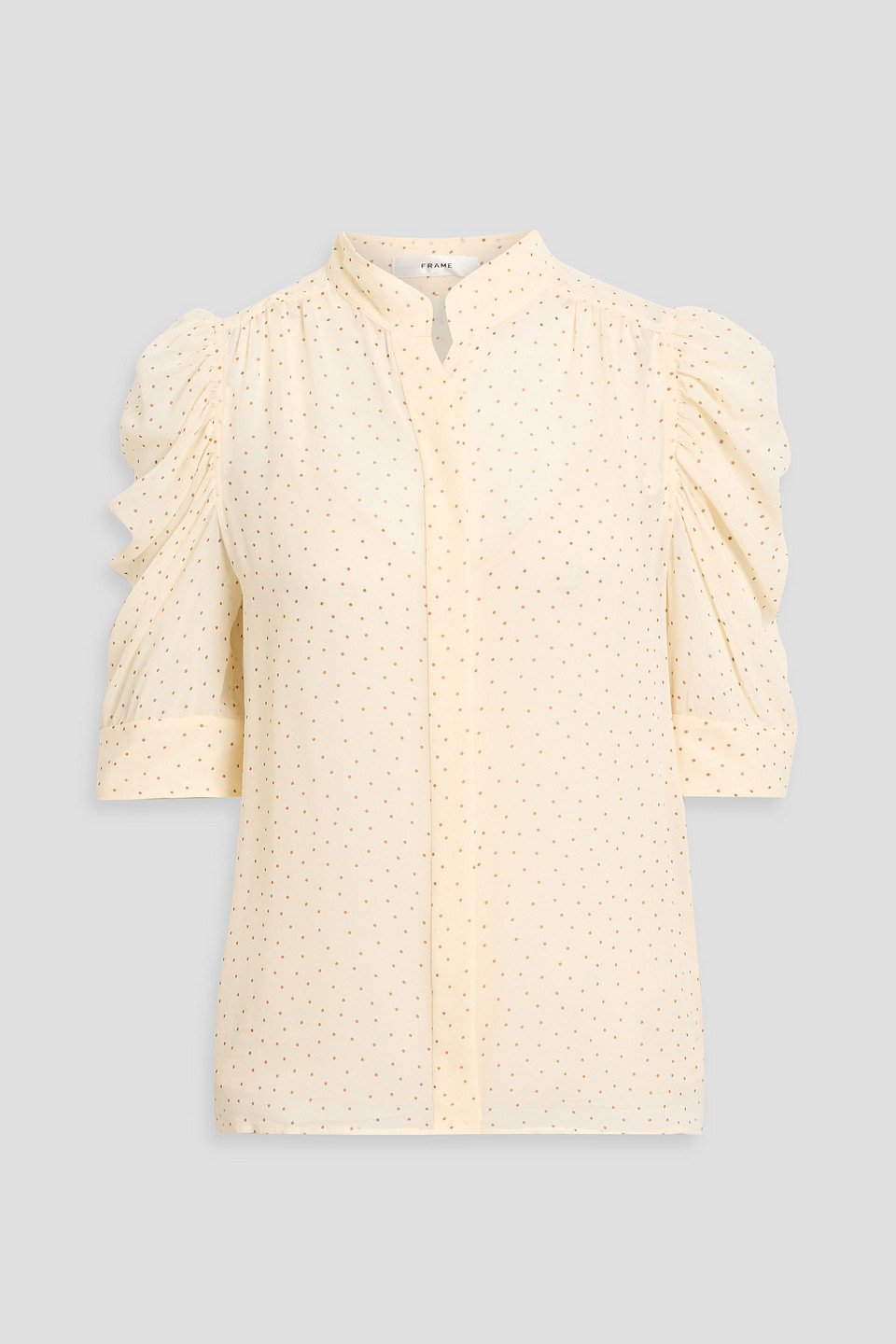 Frame The Gillian Polka-dot Silk-chiffon Top In Neutral