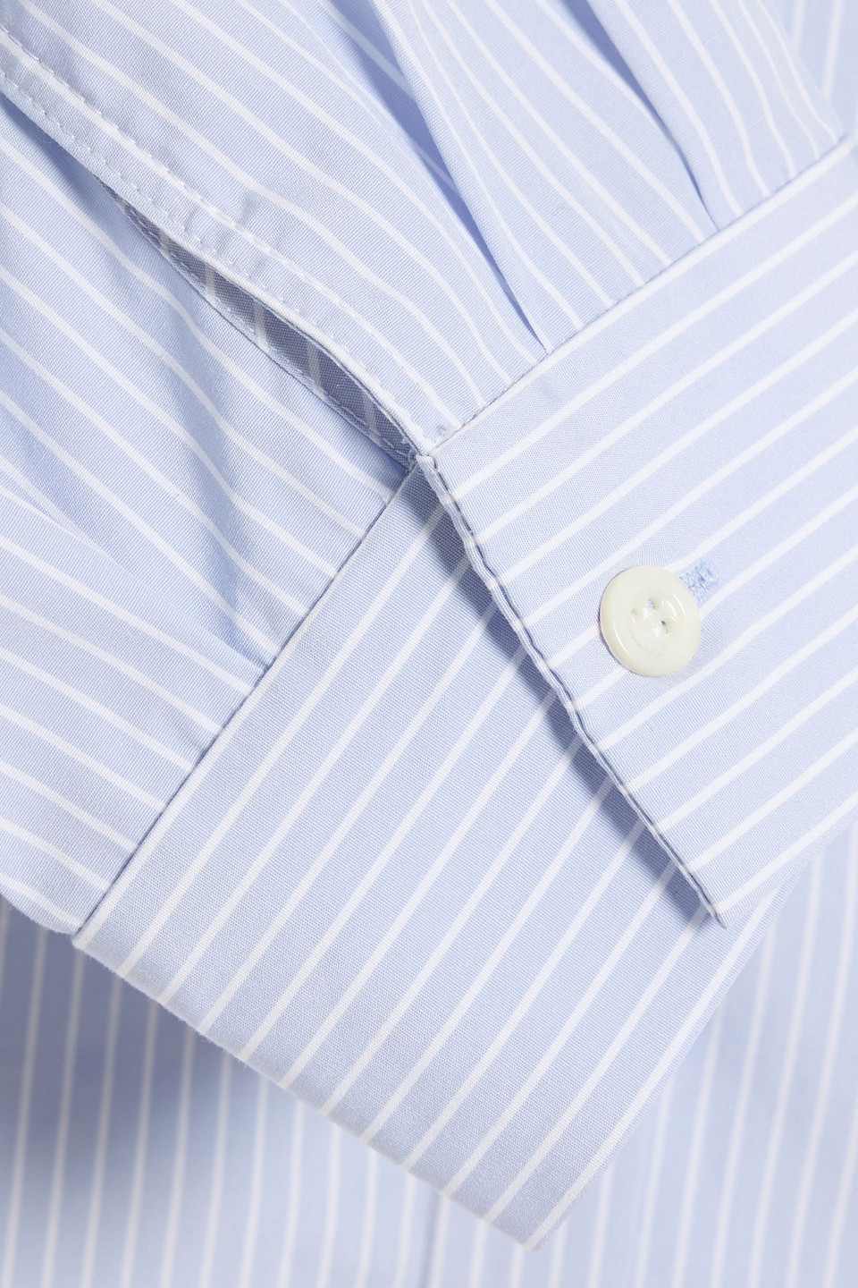 Frame The Modern Puff Striped Cotton-poplin Top In Blue