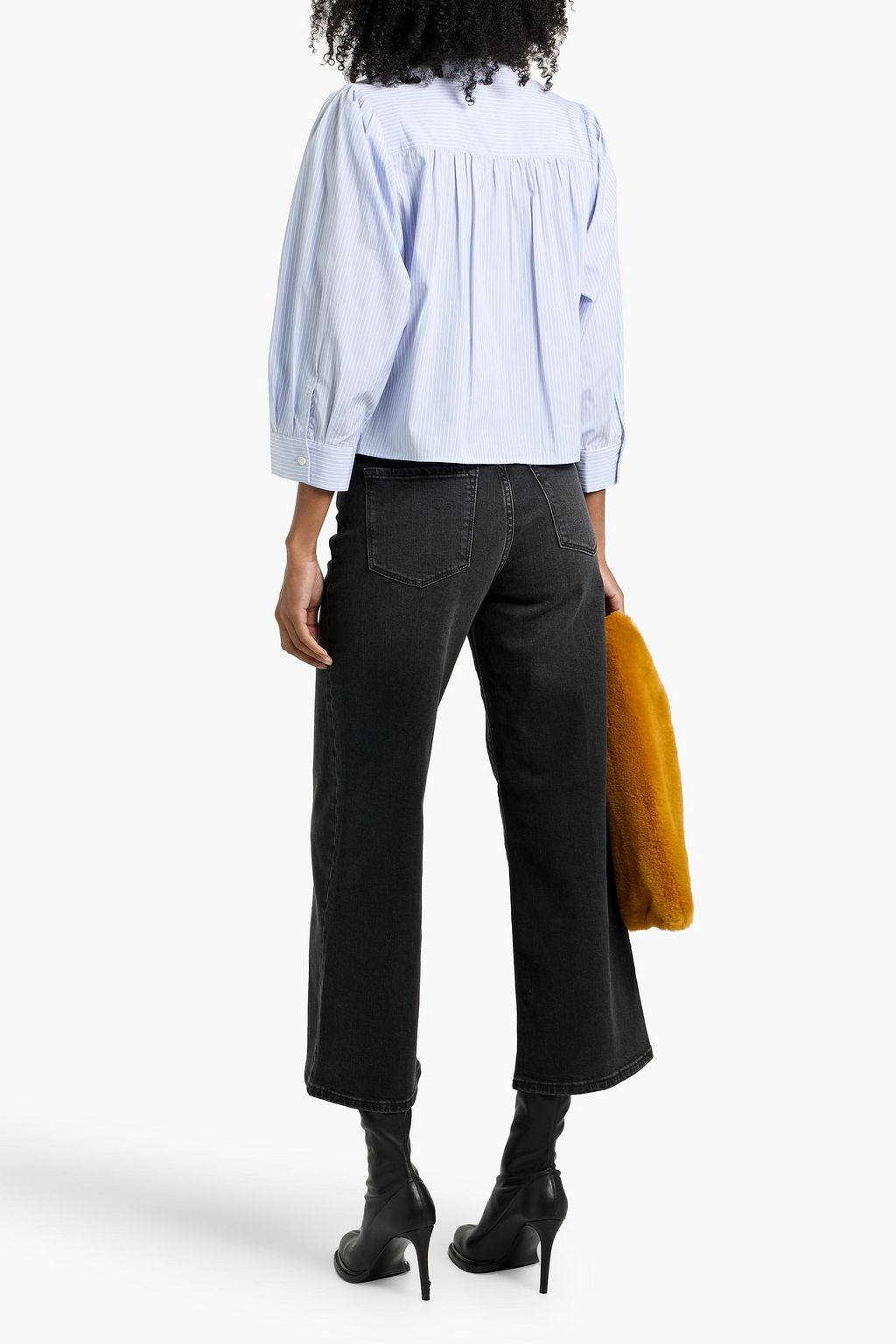 FRAME The Modern Puff striped cotton-poplin top