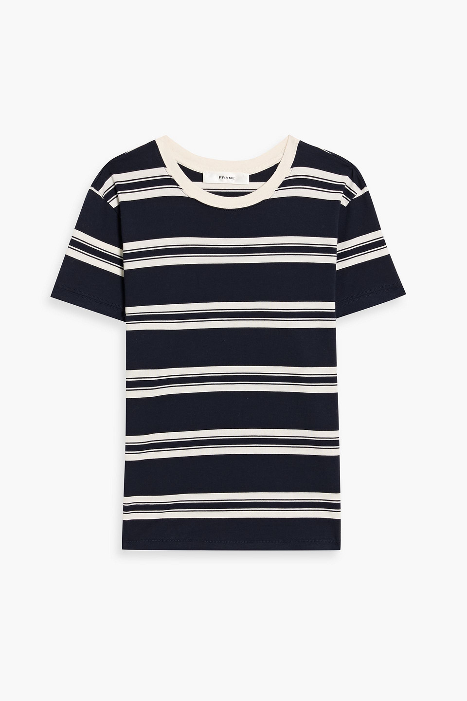 Frame The Baby Striped Cotton-jersey T-shirt In Blue
