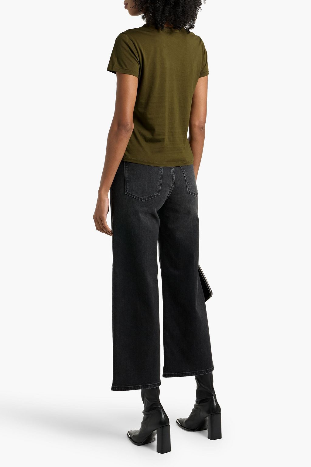FRAME Le Pixie Slim Palazzo cropped high-rise wide-leg jeans