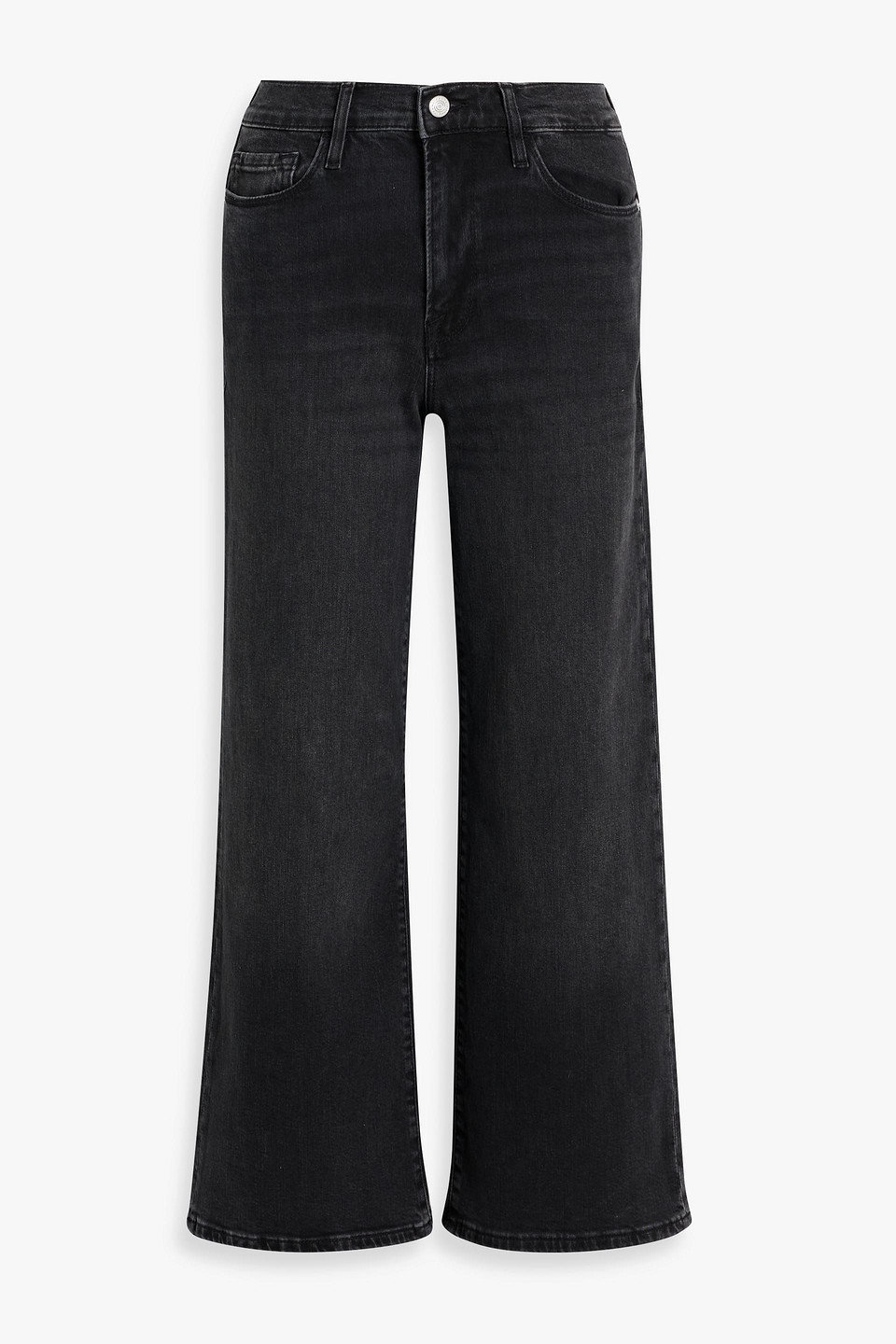Frame Le Pixie Slim Palazzo Cropped High-rise Wide-leg Jeans In Gray