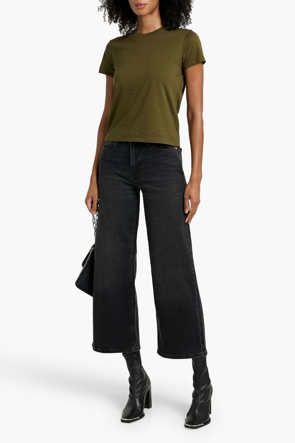 FRAME Le Pixie Slim Palazzo cropped high-rise wide-leg jeans
