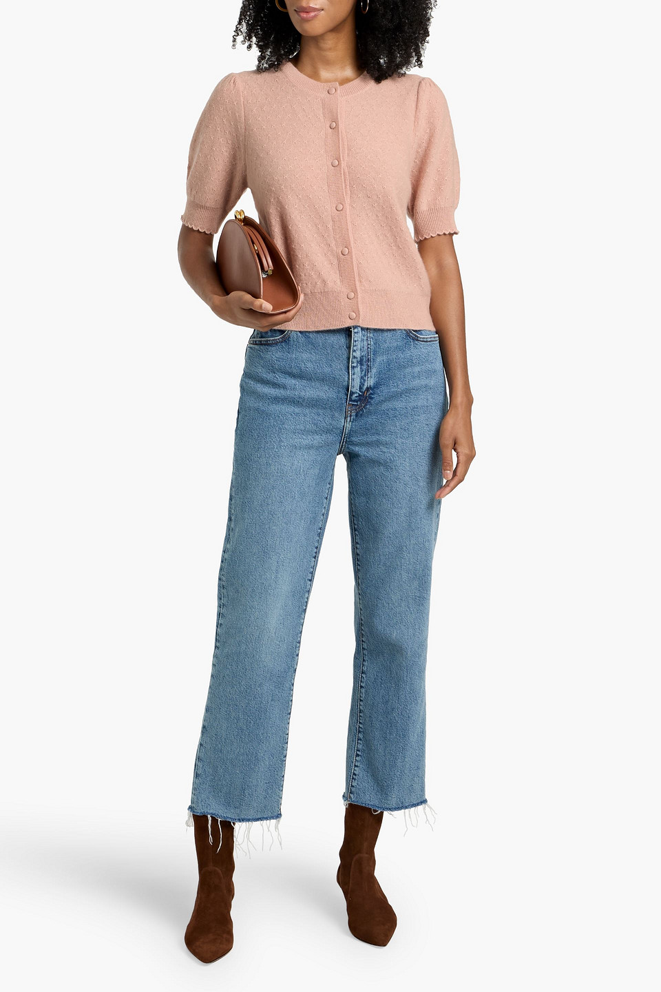 Frame The Ruler Crop High-rise Straight-leg Jeans In Blue