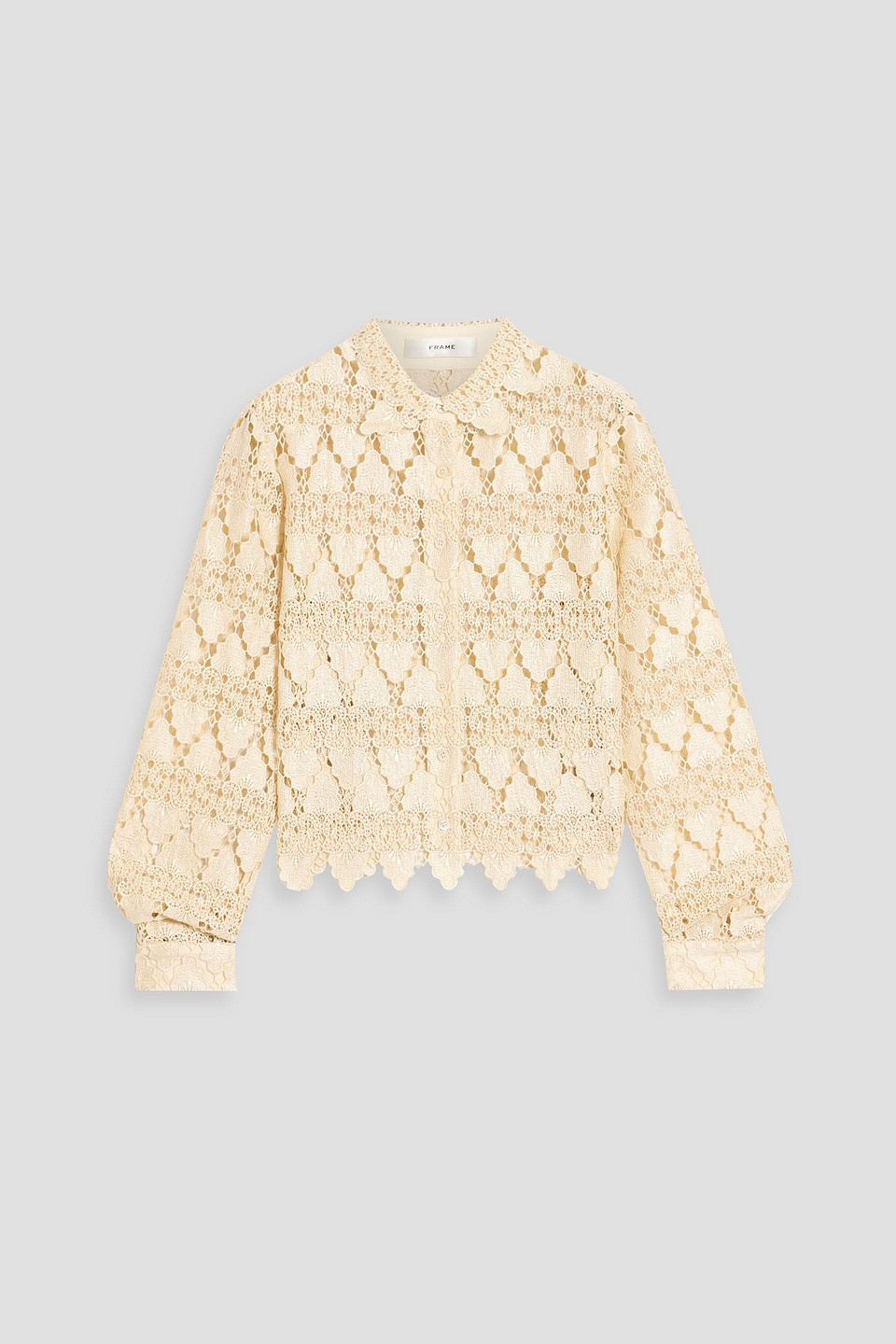 Frame Crocheted-lace Shirt In Neutral