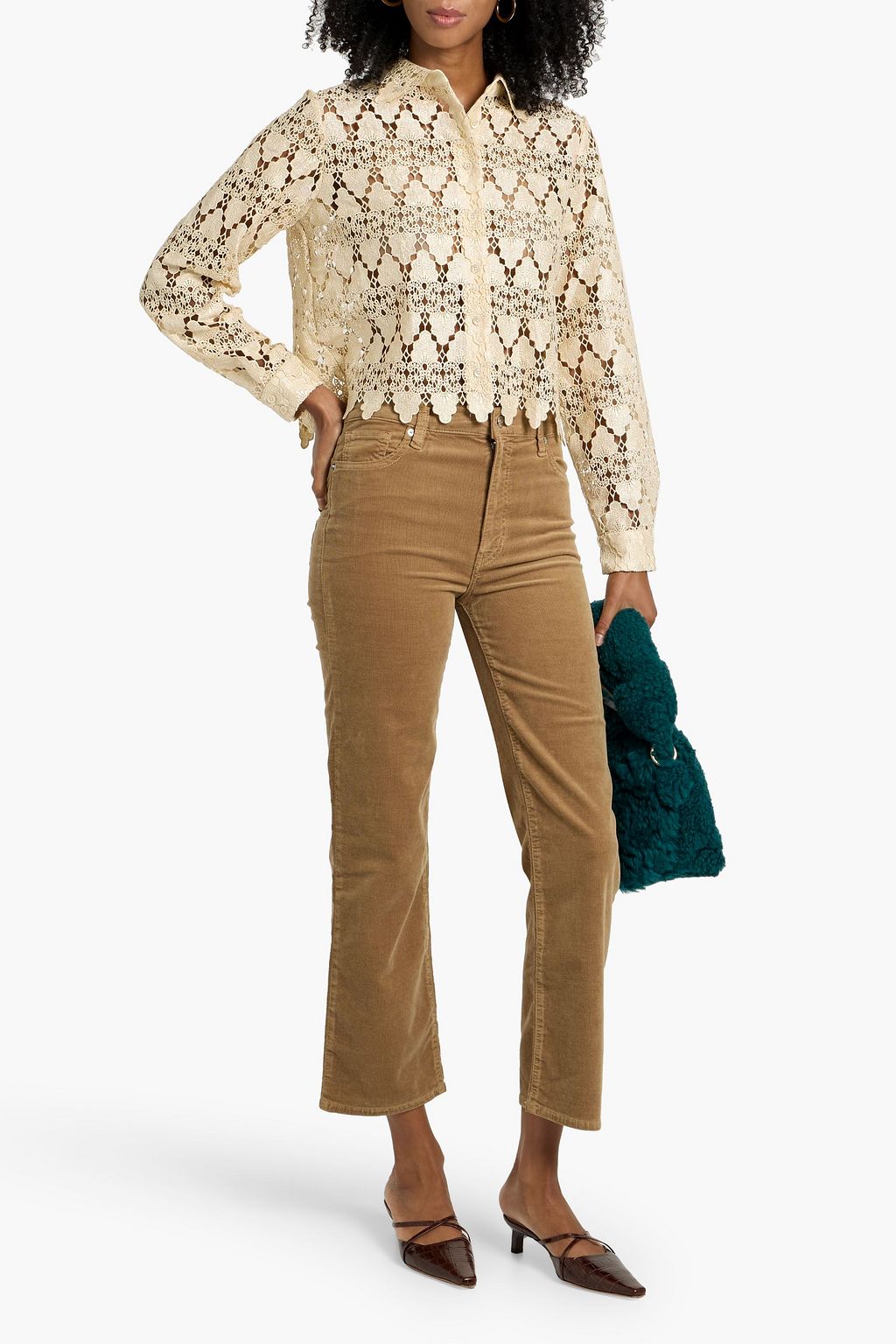 FRAME Crocheted-lace shirt