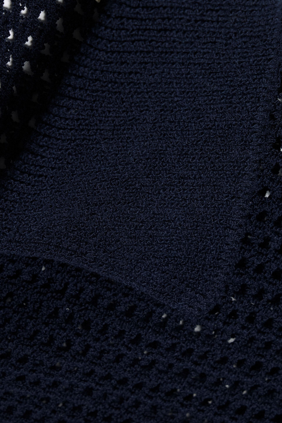 Frame The Shrunken Open-knit Cotton-blend Cardigan In Blue