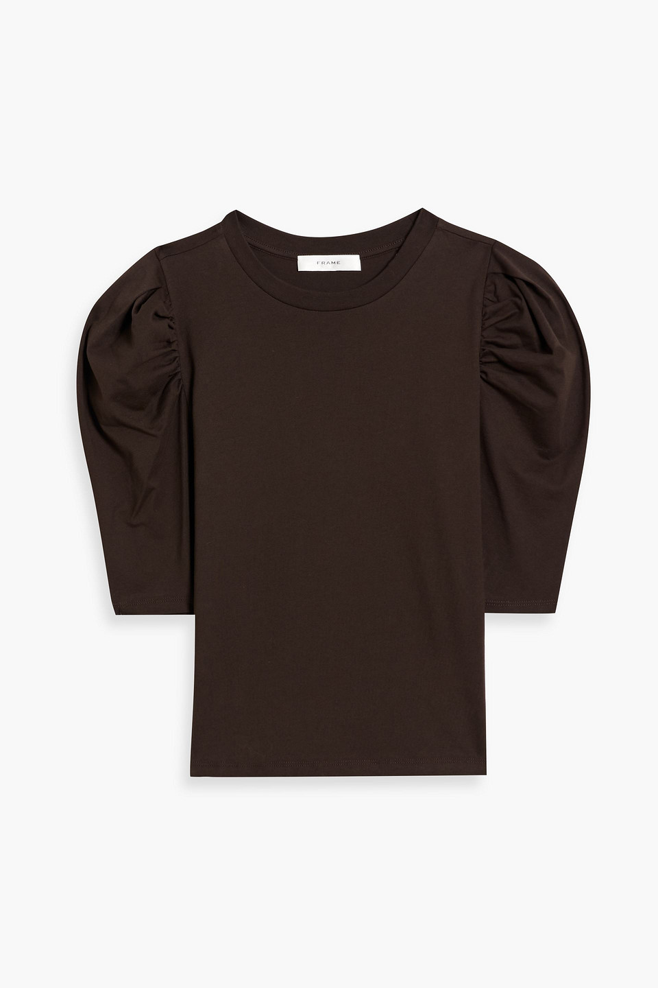 Frame The Drape Cotton-jersey T-shirt In Brown