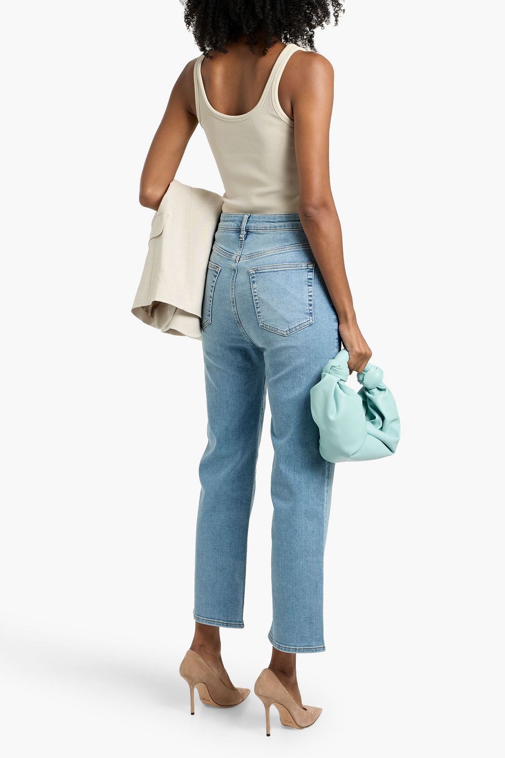 FRAME The Pencil Crop faded high-rise slim-leg jeans