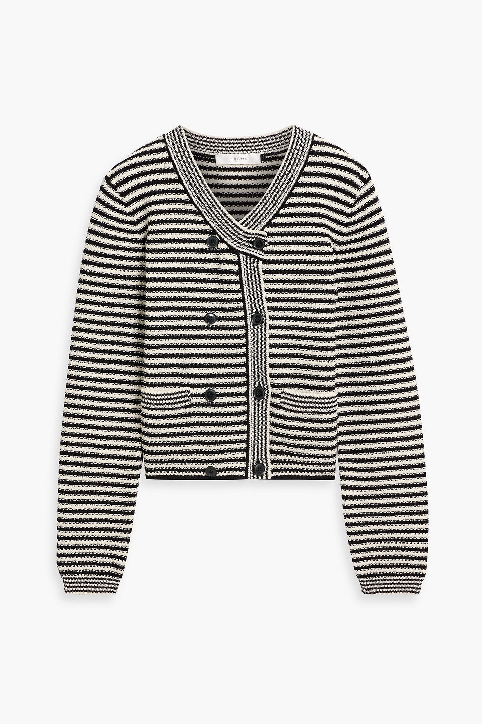 Frame The Court Striped Cotton-blend Cardigan In Multi