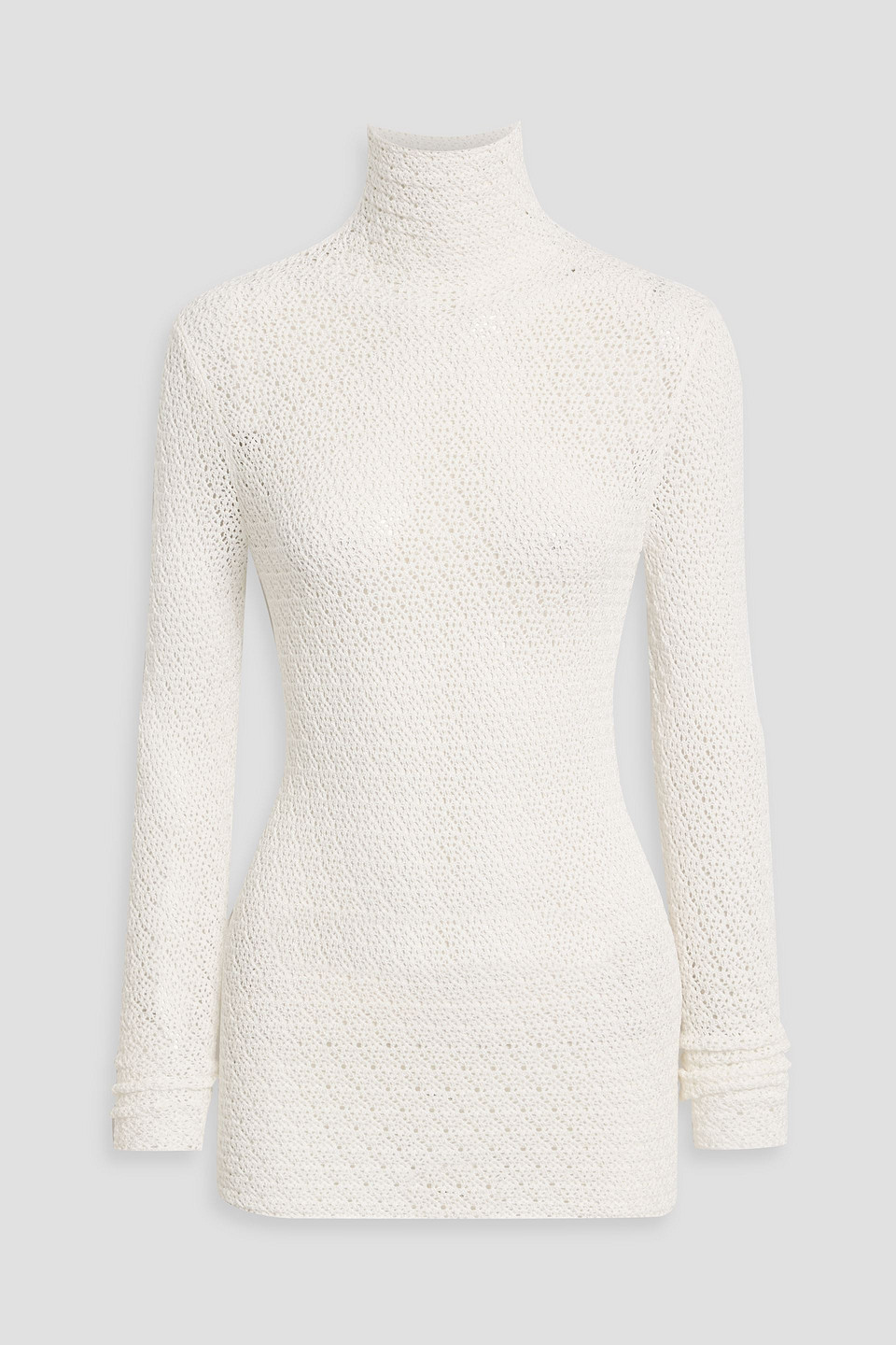 Totême Crochet-knit Turtleneck Top In White