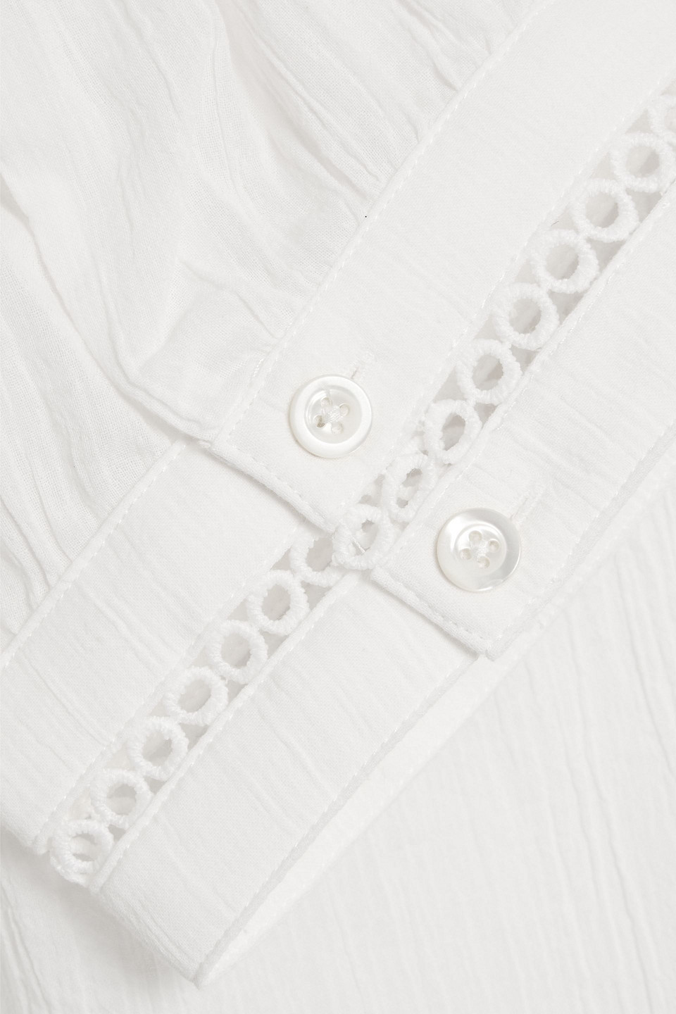 Frame The Ruffle Collar Cotton-gauze Top In White