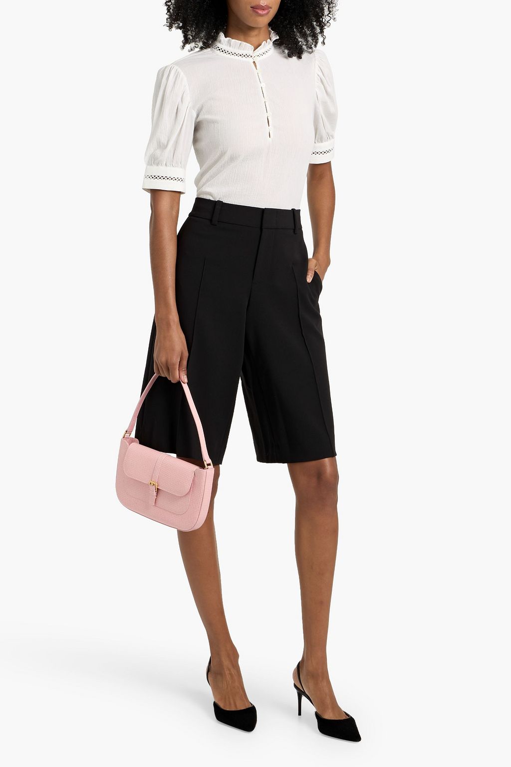 FRAME The Ruffle Collar cotton-gauze top