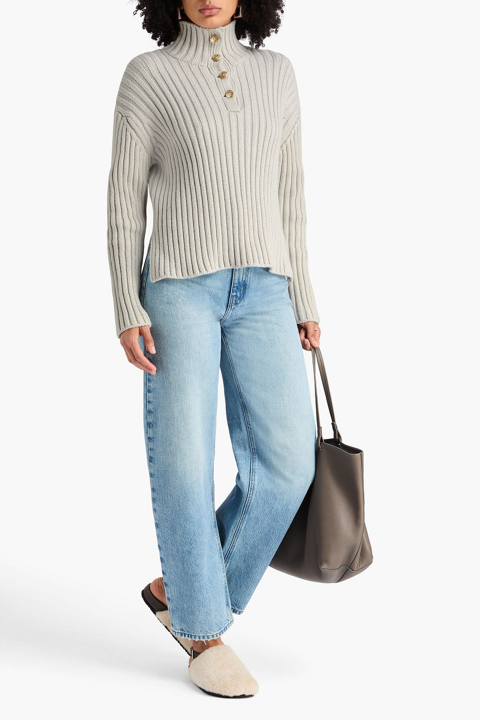  James Perse - Gerippter Rollkragenpullover Aus Einer Baumwollmischung - Grau - 0 