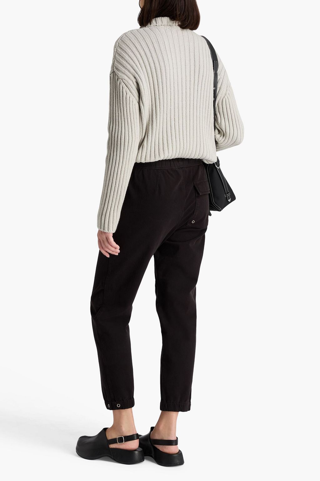 JAMES PERSE Cropped stretch cotton and Lyocell-blend twill track pants