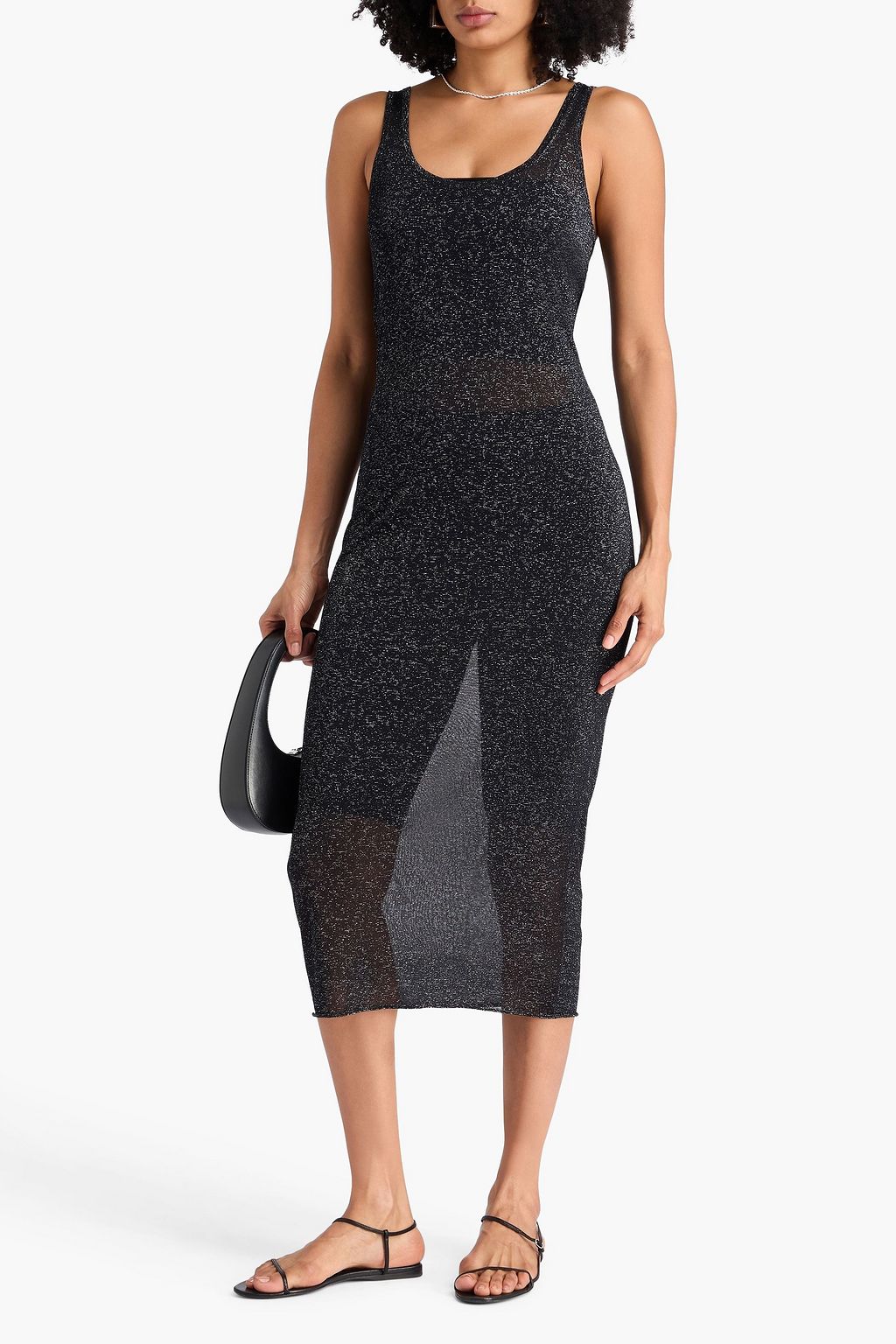 JAMES PERSE Metallic knitted midi dress