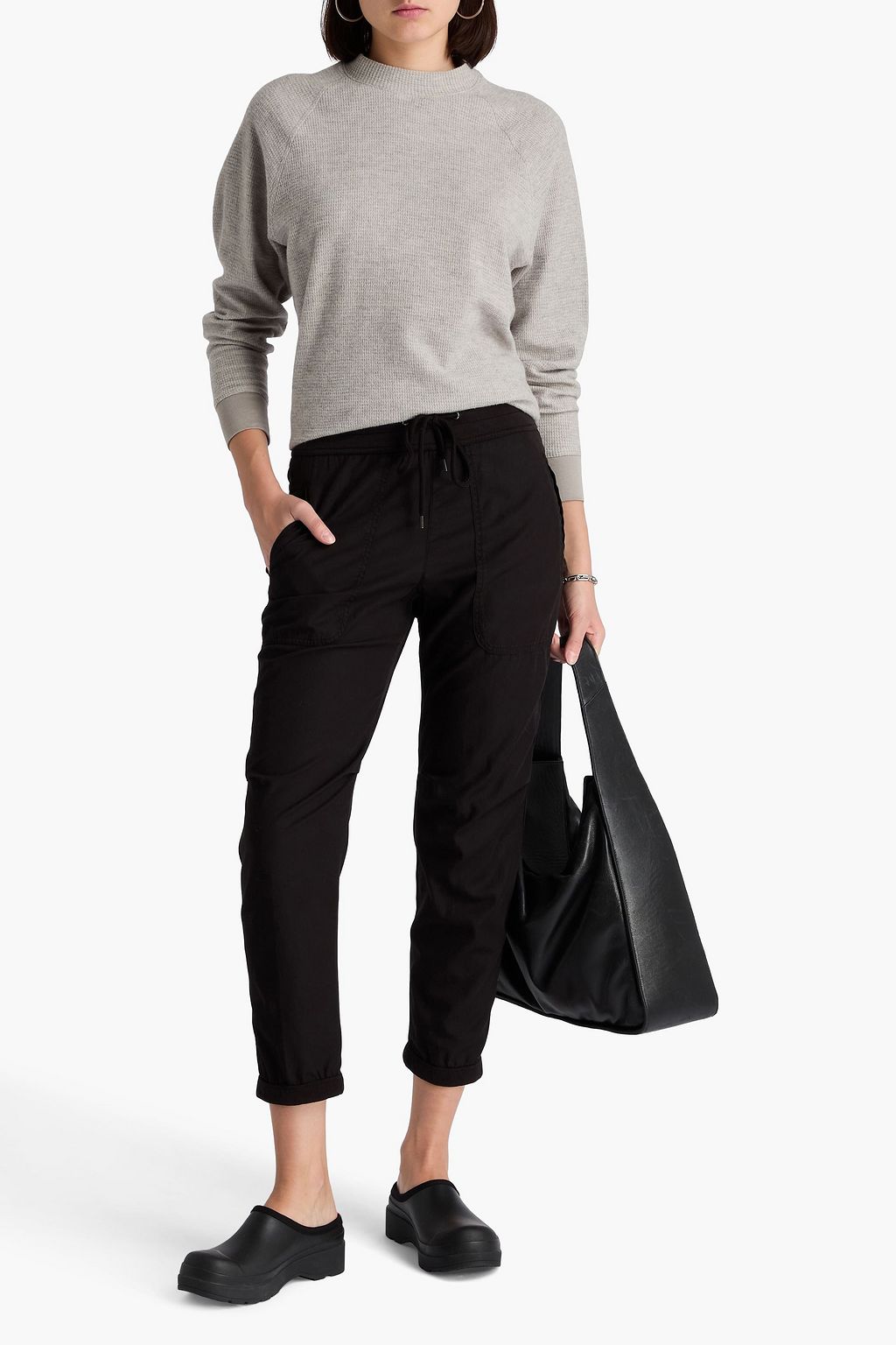 JAMES PERSE Waffle-knit cotton and cashmere-blend sweater