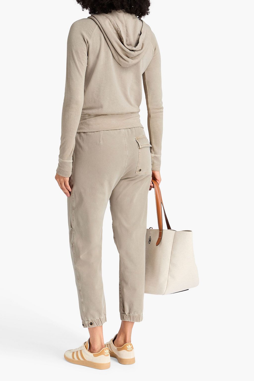 JAMES PERSE Cropped stretch cotton and Lyocell-blend twill track pants