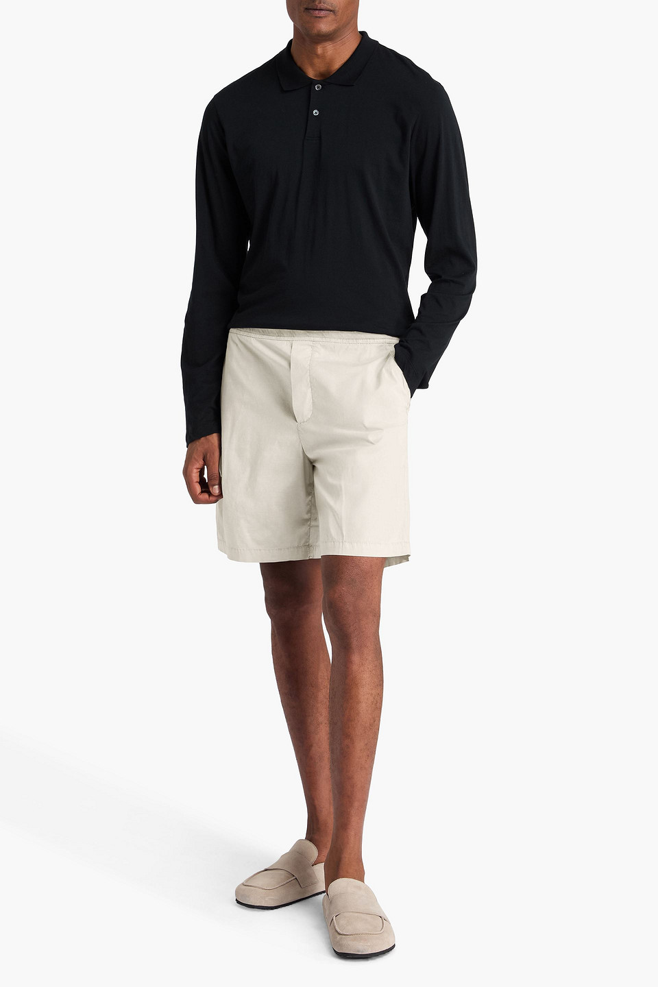  James Perse - Shorts Aus Popeline Aus Einer Baumwollmischung Mit Tunnelzug Und Jersey-besatz - Weiß - 2 
