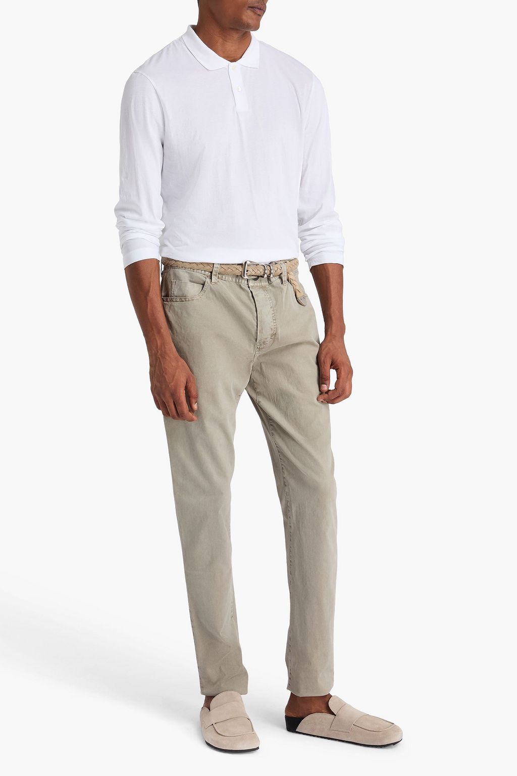 JAMES PERSE Slim-fit brushed stretch-cotton twill pants