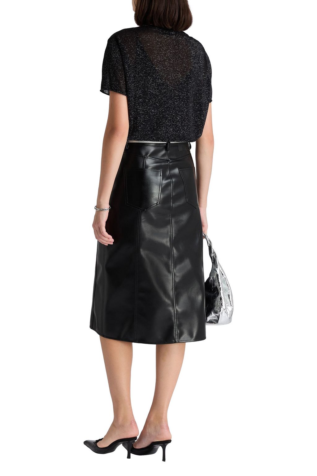 JAMES PERSE بلوزة من نسيج محبوك بلون معدني