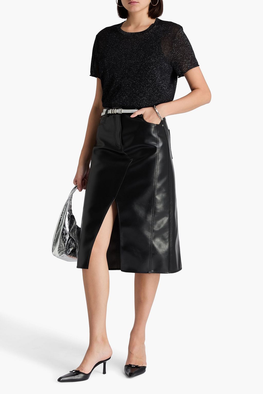 JAMES PERSE بلوزة من نسيج محبوك بلون معدني