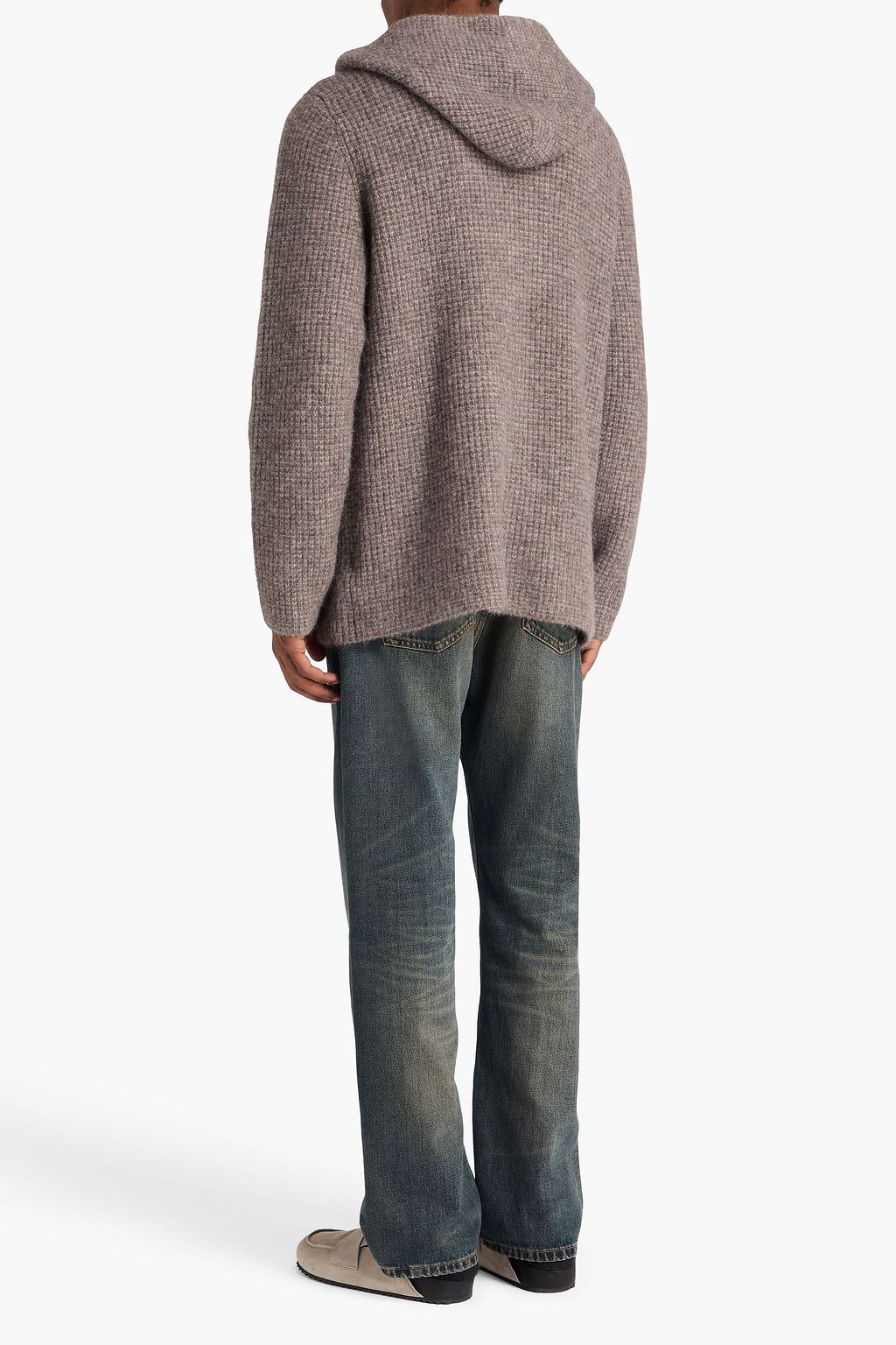 JAMES PERSE Hunky waffle-knit hooded cardigan