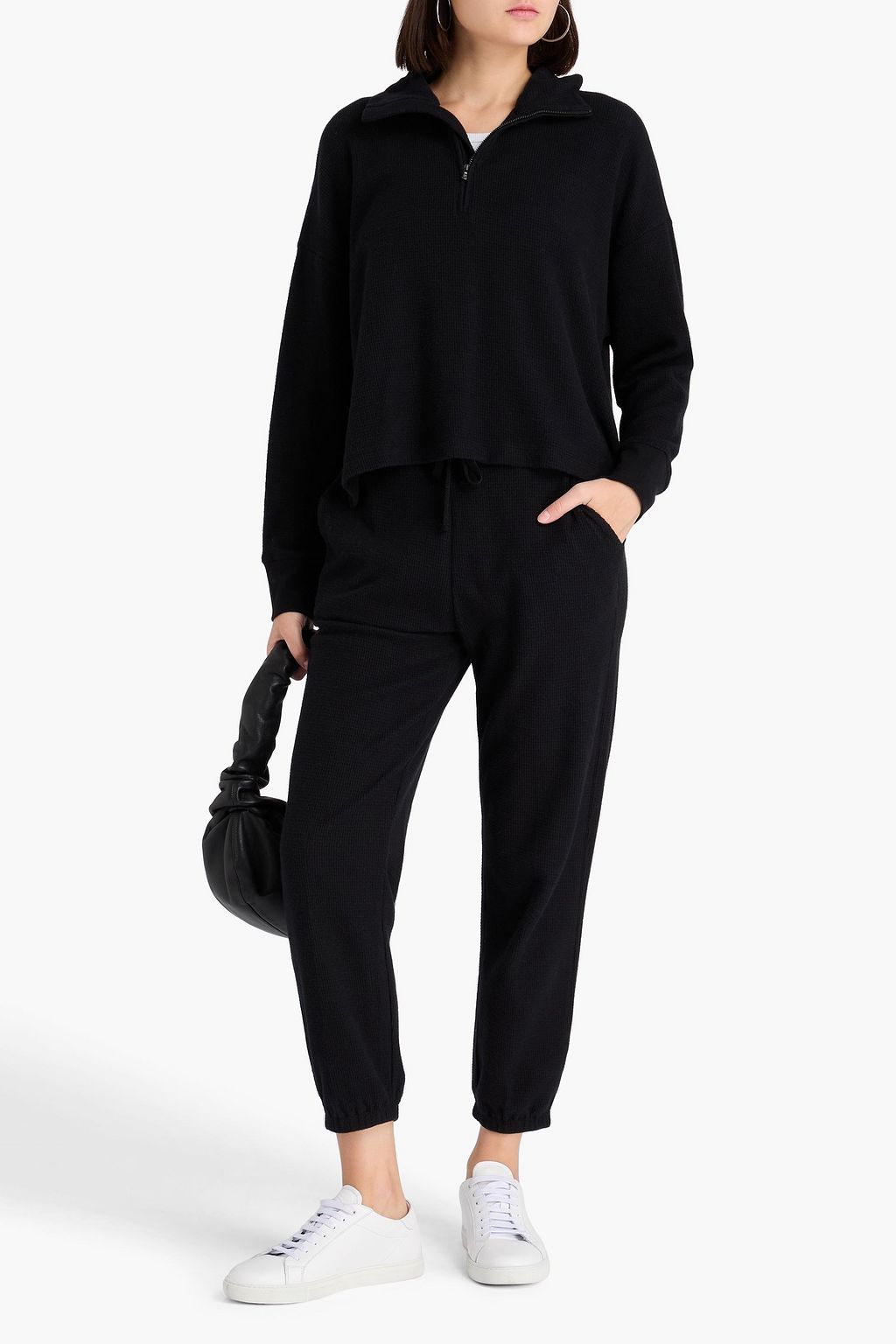 JAMES PERSE Waffle-knit cotton and cashmere-blend sweatpants