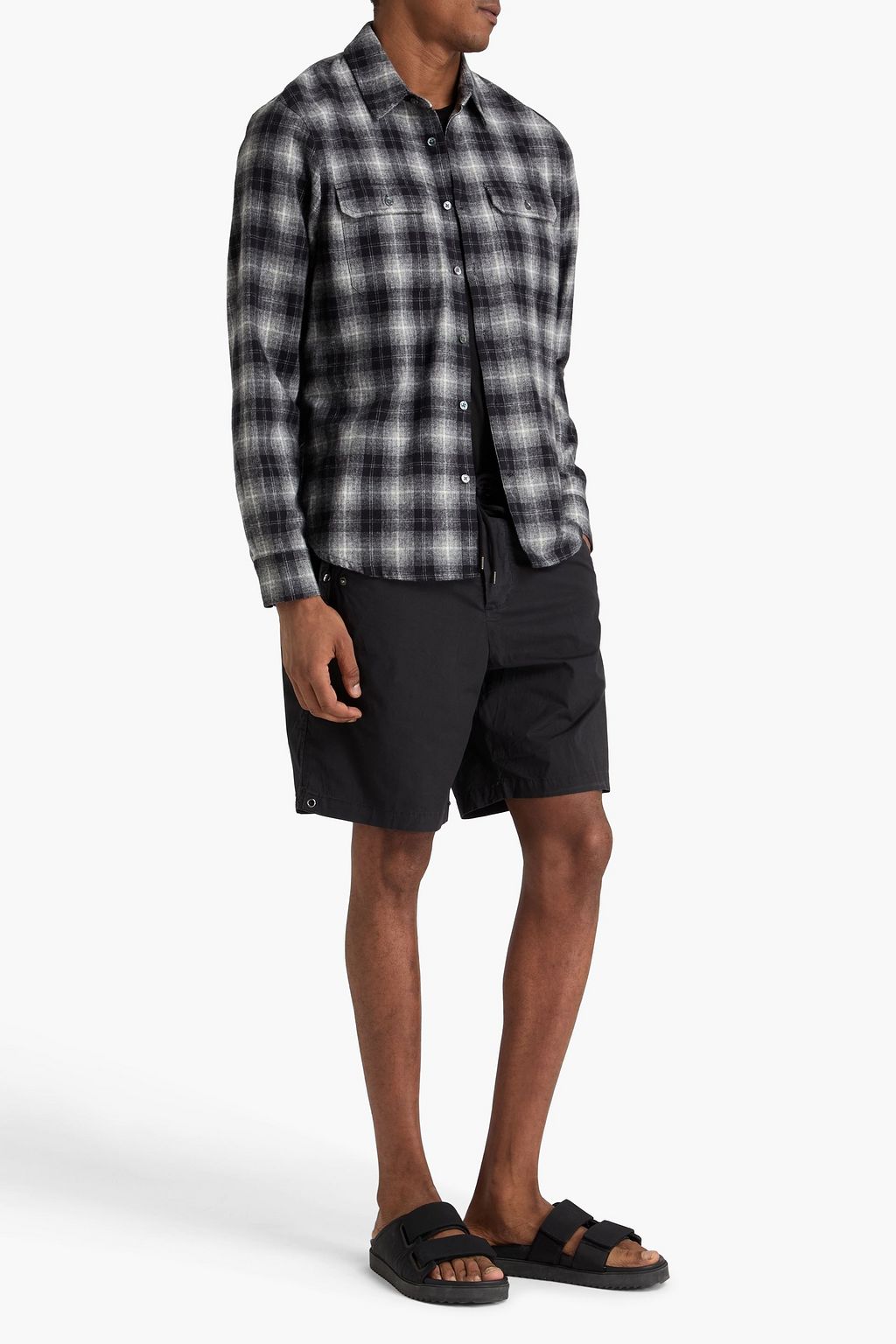 JAMES PERSE Checked cotton-flannel shirt