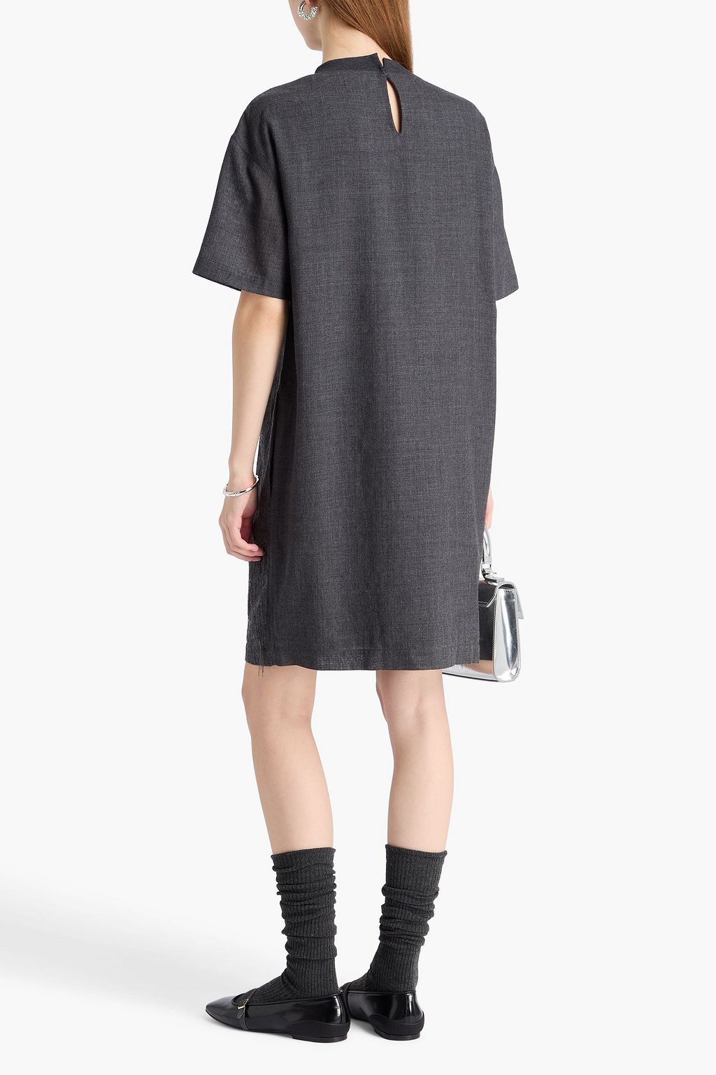 BRUNELLO CUCINELLI ウール ミニワンピース ビーズ付き