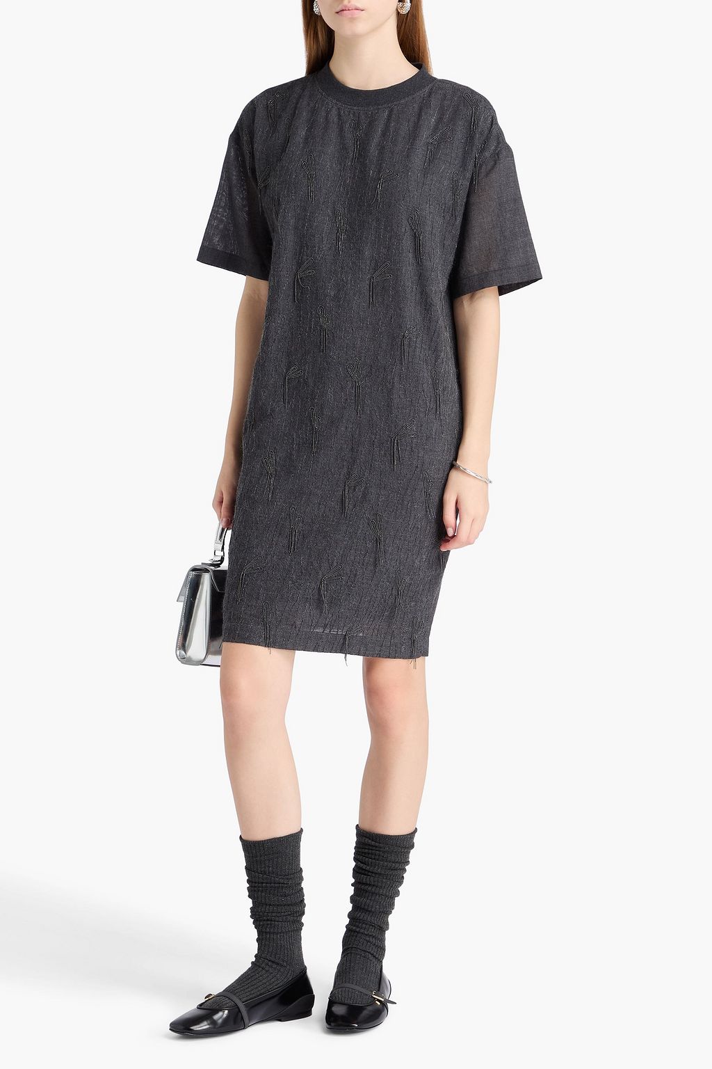 BRUNELLO CUCINELLI ウール ミニワンピース ビーズ付き