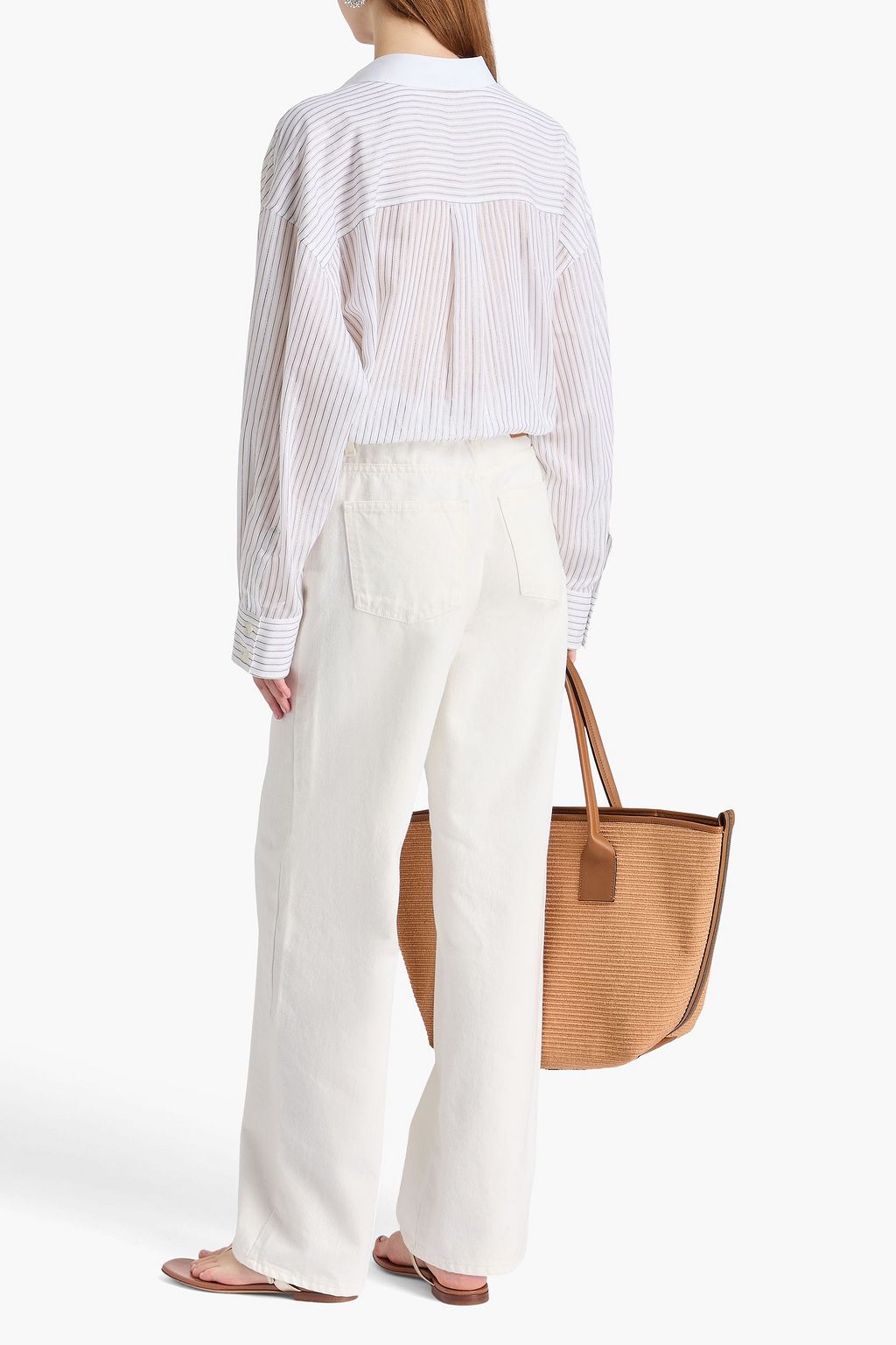 BRUNELLO CUCINELLI コットン混ジャカード シャツ メタリック ストライプ