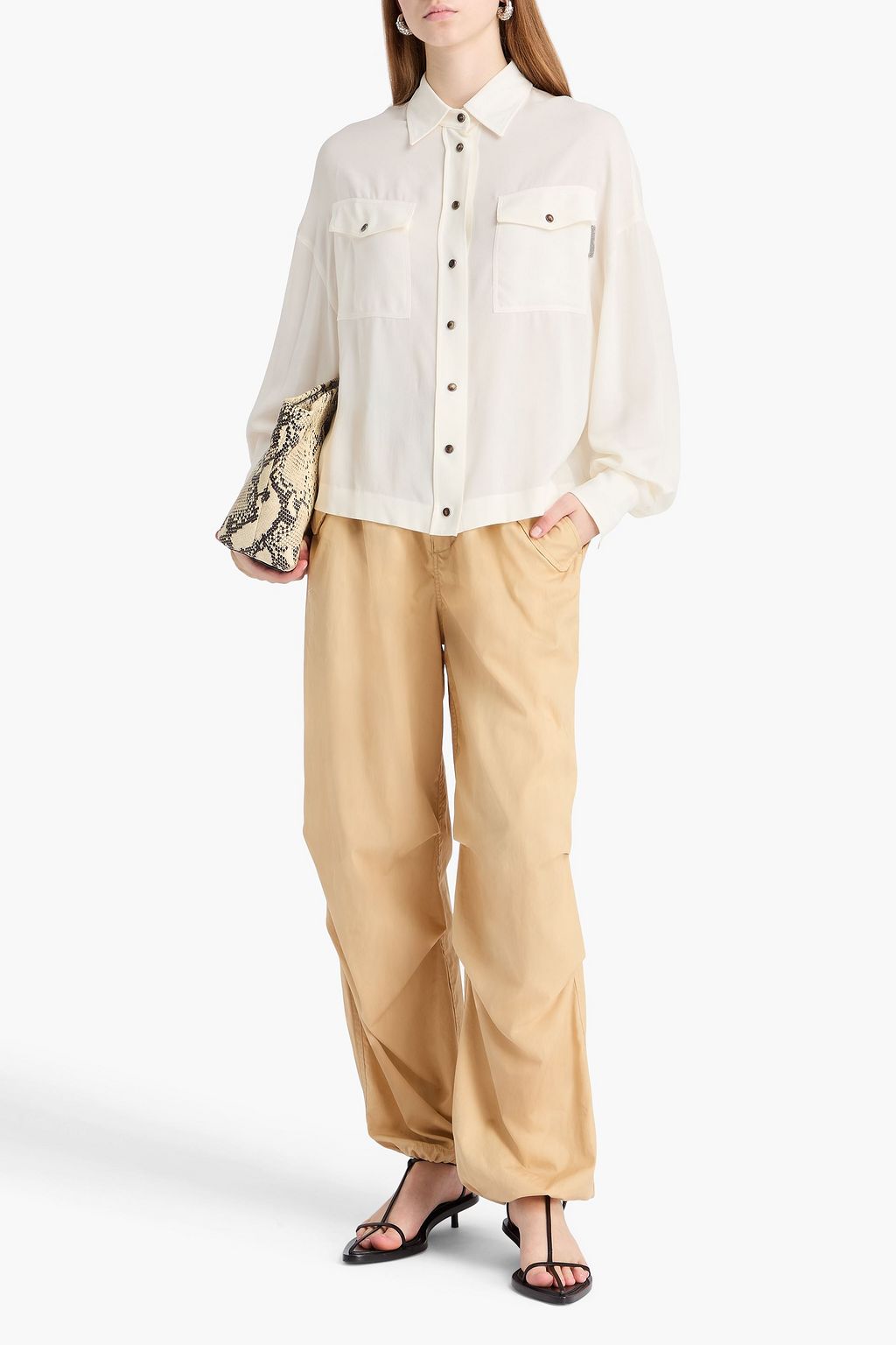 BRUNELLO CUCINELLI シルククレープ シャツ
