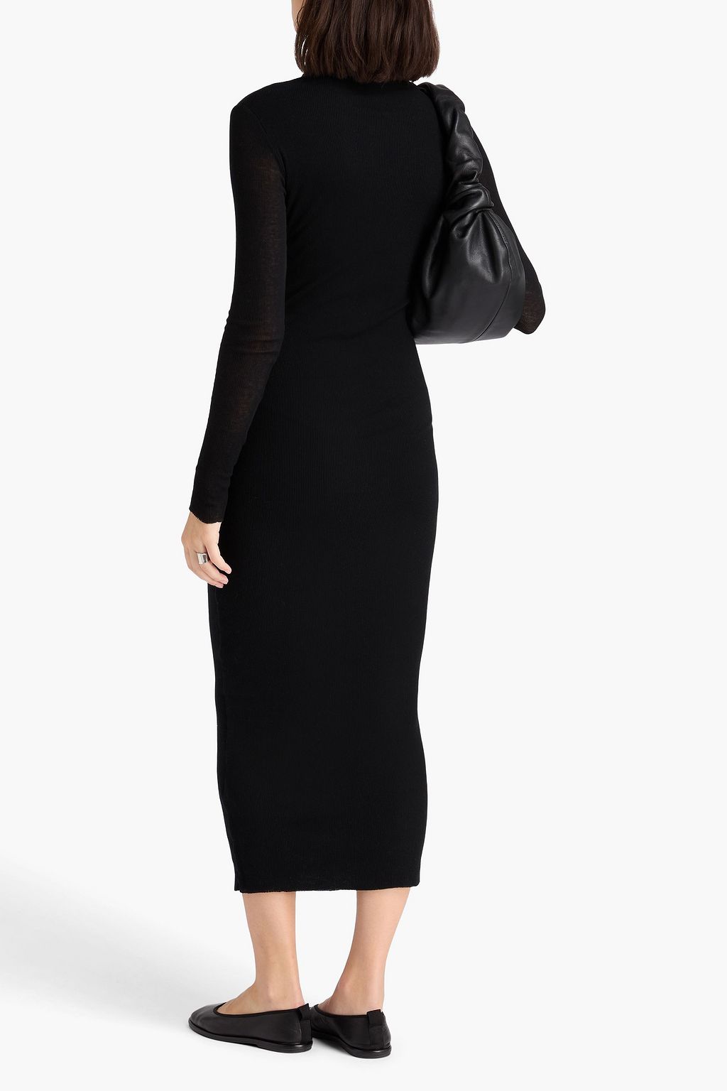 JAMES PERSE Ribbed cotton and cashmere-blend midi dress