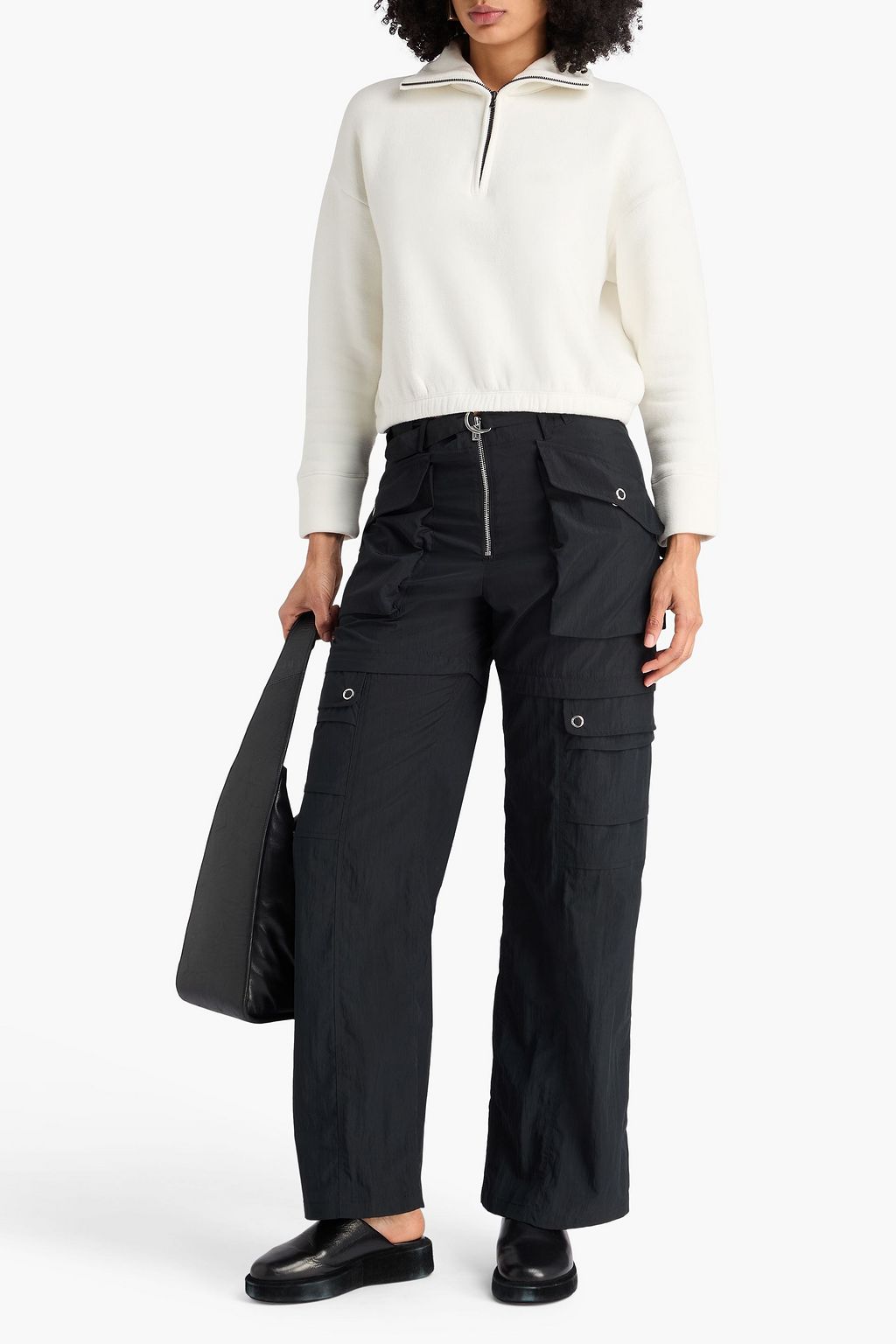 JAMES PERSE Cotton-blend fleece half-zip sweatshirt