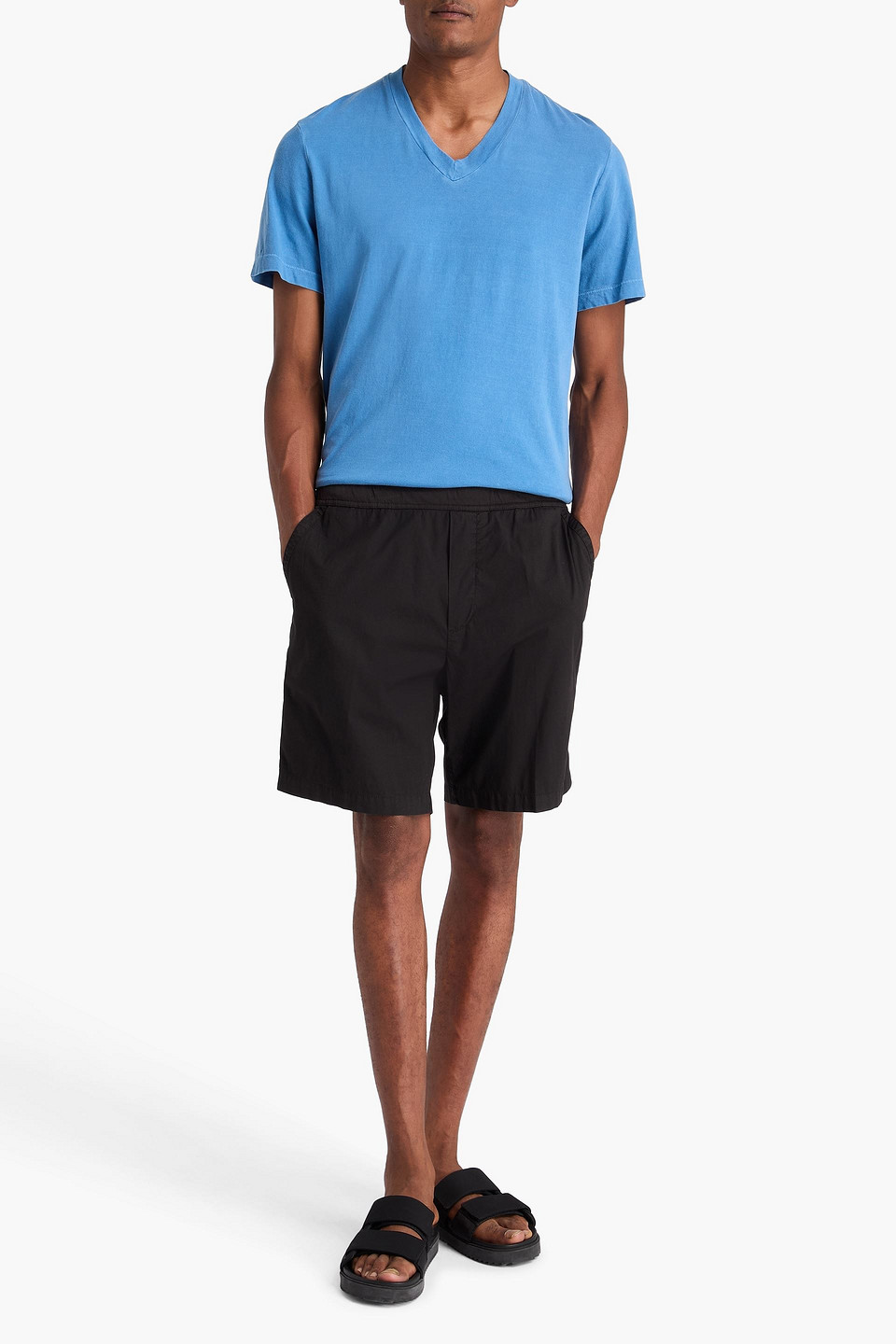  James Perse - Shorts Aus Popeline Aus Einer Baumwollmischung Mit Tunnelzug Und Jersey-besatz - Schwarz - 1 