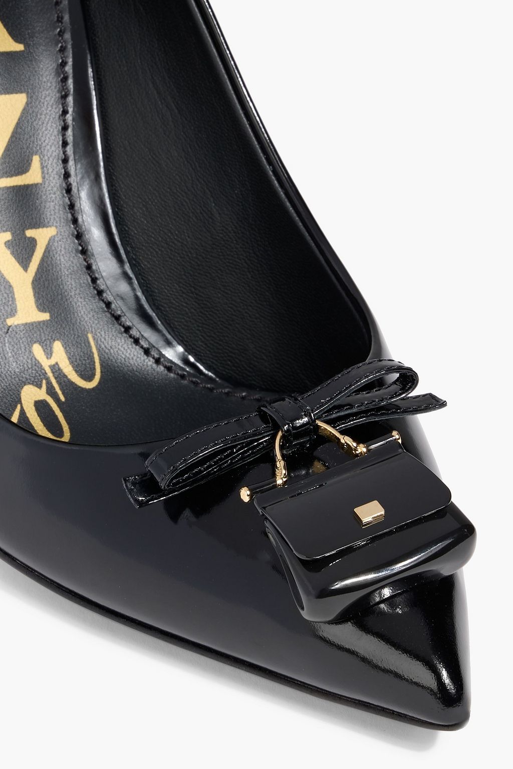 DOLCE&GABBANA Embellished glossed-leather pumps