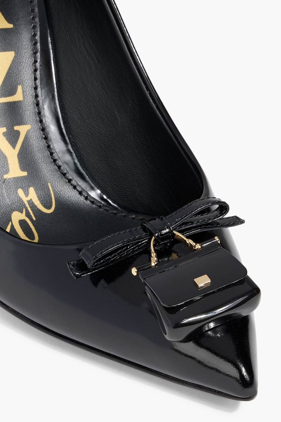 Dolce & Gabbana Embellished Glossed-leather Pumps In Black