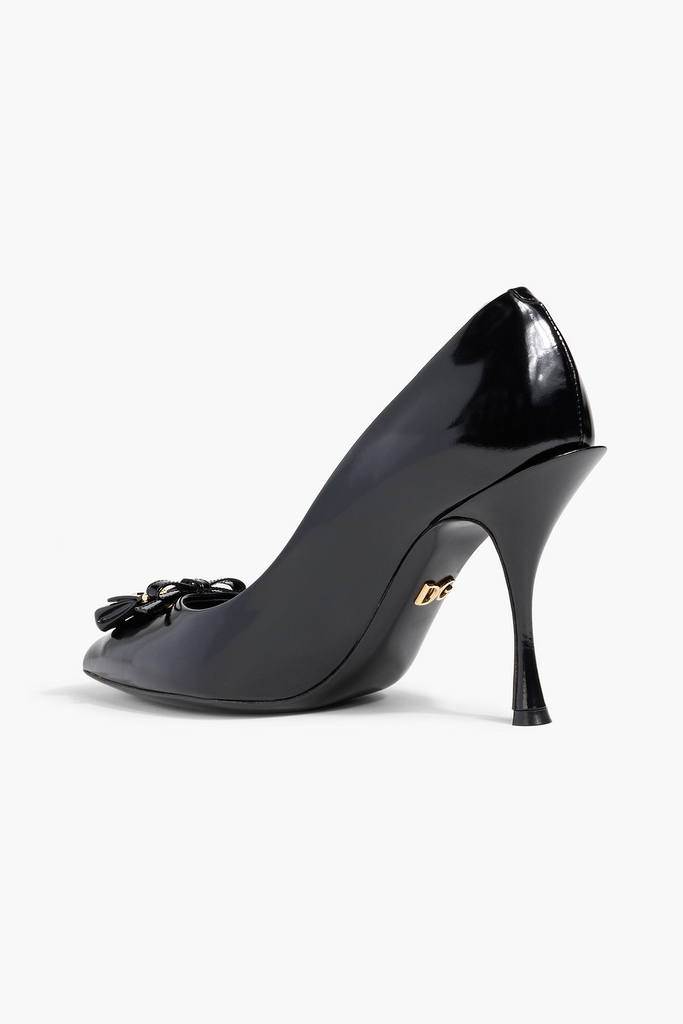 Dolce & Gabbana Embellished Glossed-leather Pumps In Black