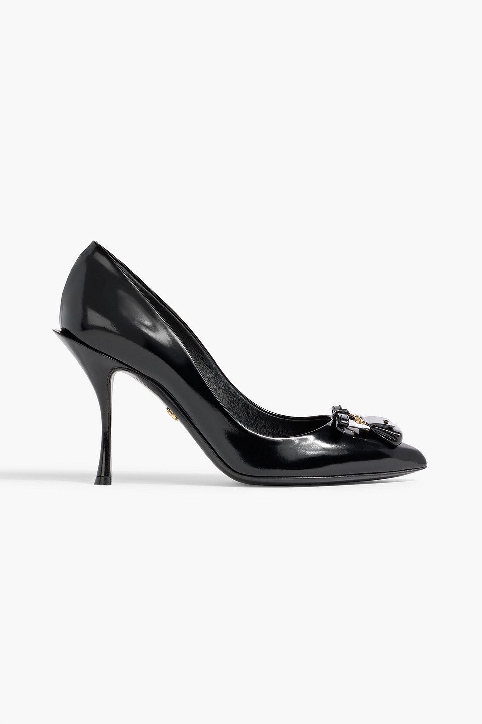 Dolce & Gabbana Embellished Glossed-leather Pumps In Black