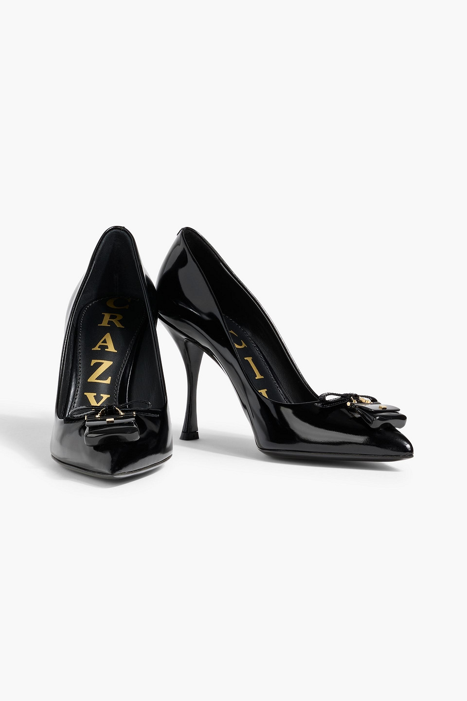 Dolce & Gabbana Embellished Glossed-leather Pumps In Black