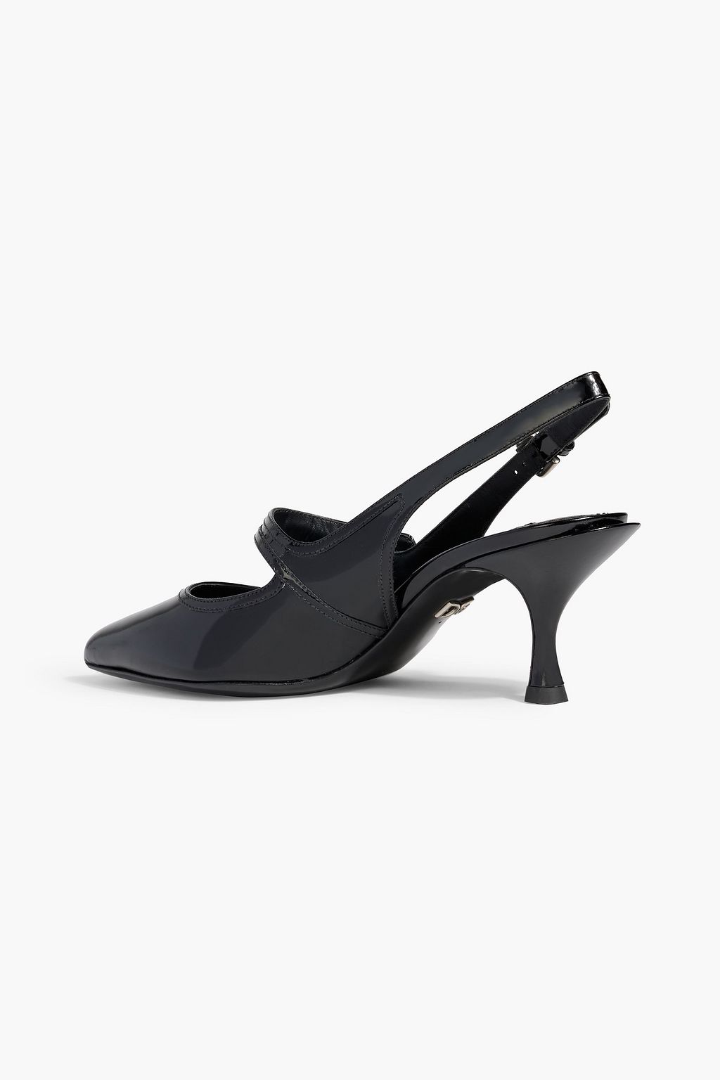 DOLCE&GABBANA Embellished glossed-leather slingback pumps