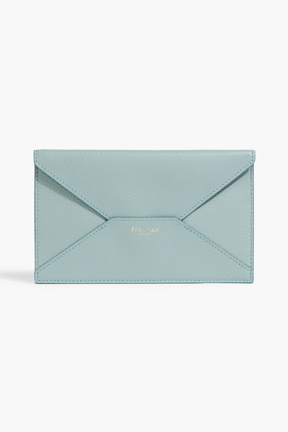 Serapian Mask Envelope Pebbled-leather Pouch In Blue