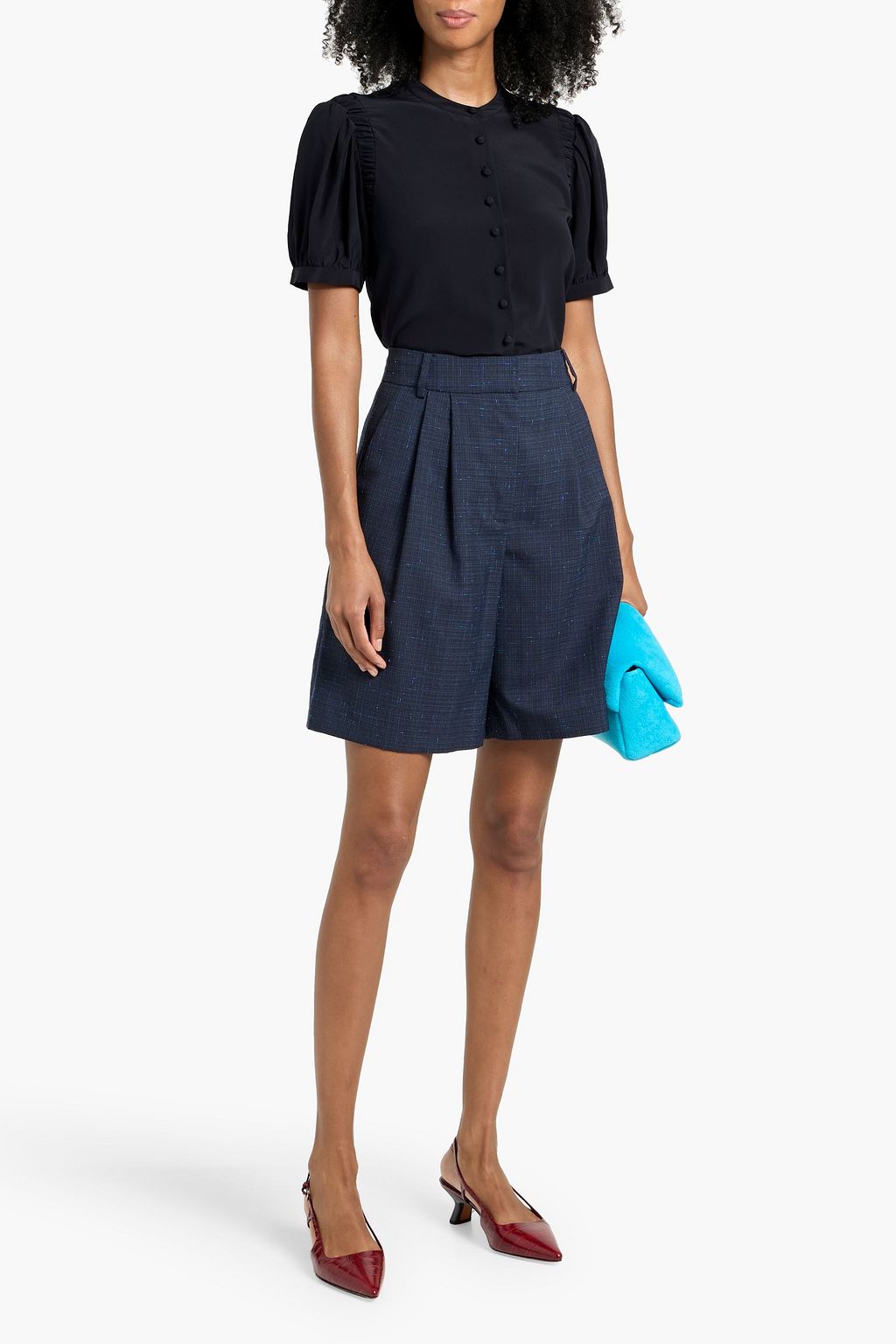 FRAME Gathered silk crepe de chine top