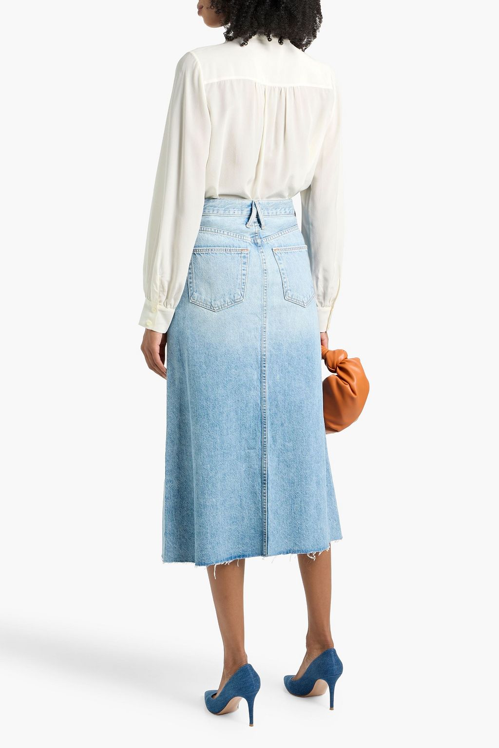FRAME Pussy-bow silk crepe de chine blouse