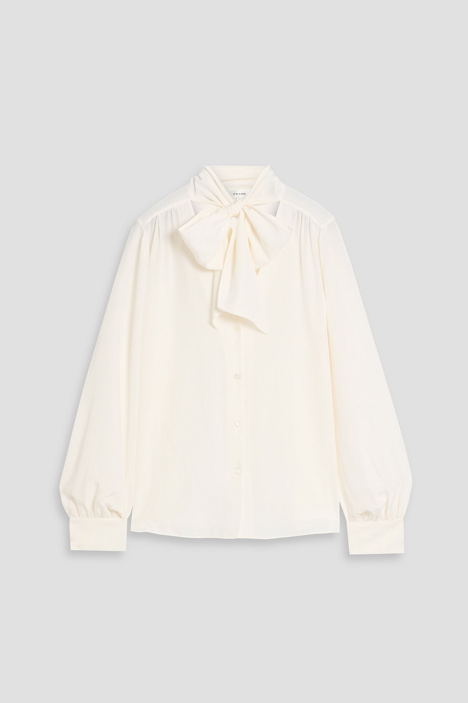 Frame Pussy-bow Silk Crepe De Chine Blouse In White