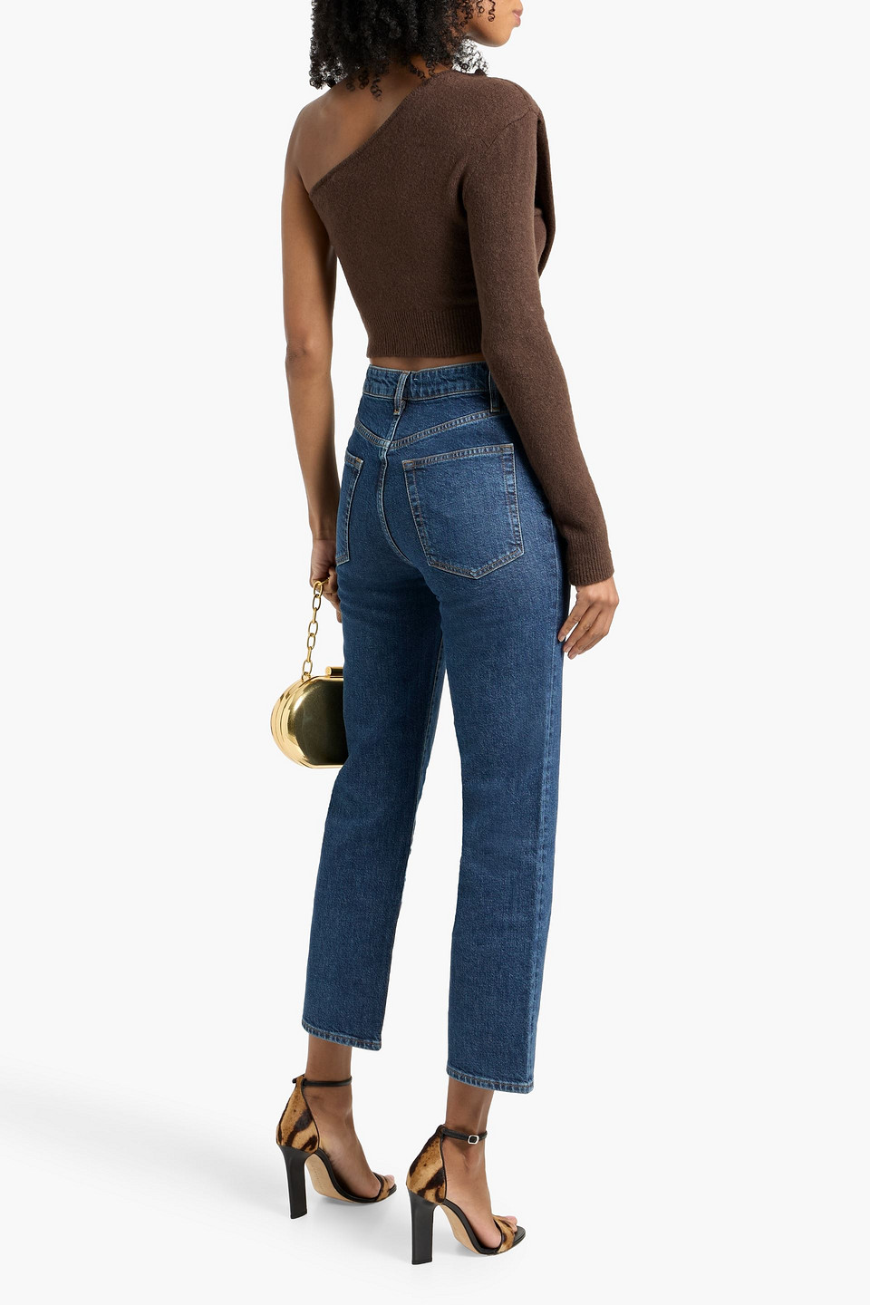 Frame The Ruler Crop High-rise Straight-leg Jeans In Blue