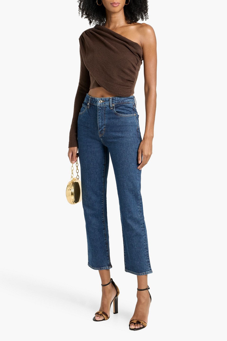 Frame The Ruler Crop High-rise Straight-leg Jeans In Blue
