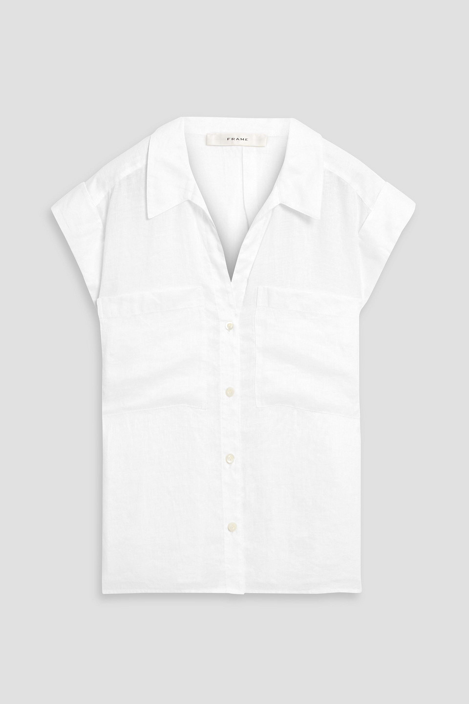 Frame The Leisure Linen Shirt In White