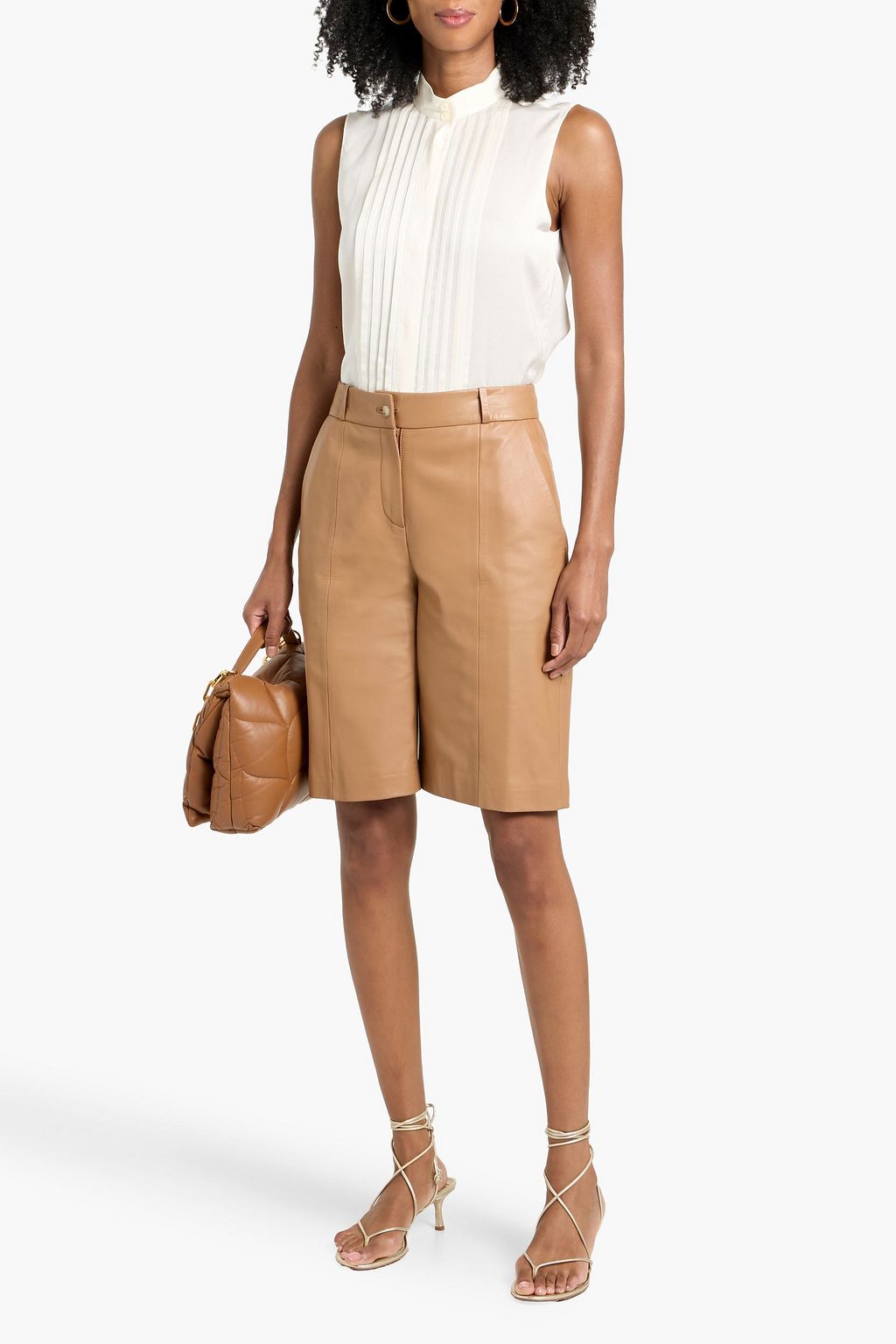 FRAME The Tux pintucked silk and cotton-blend top